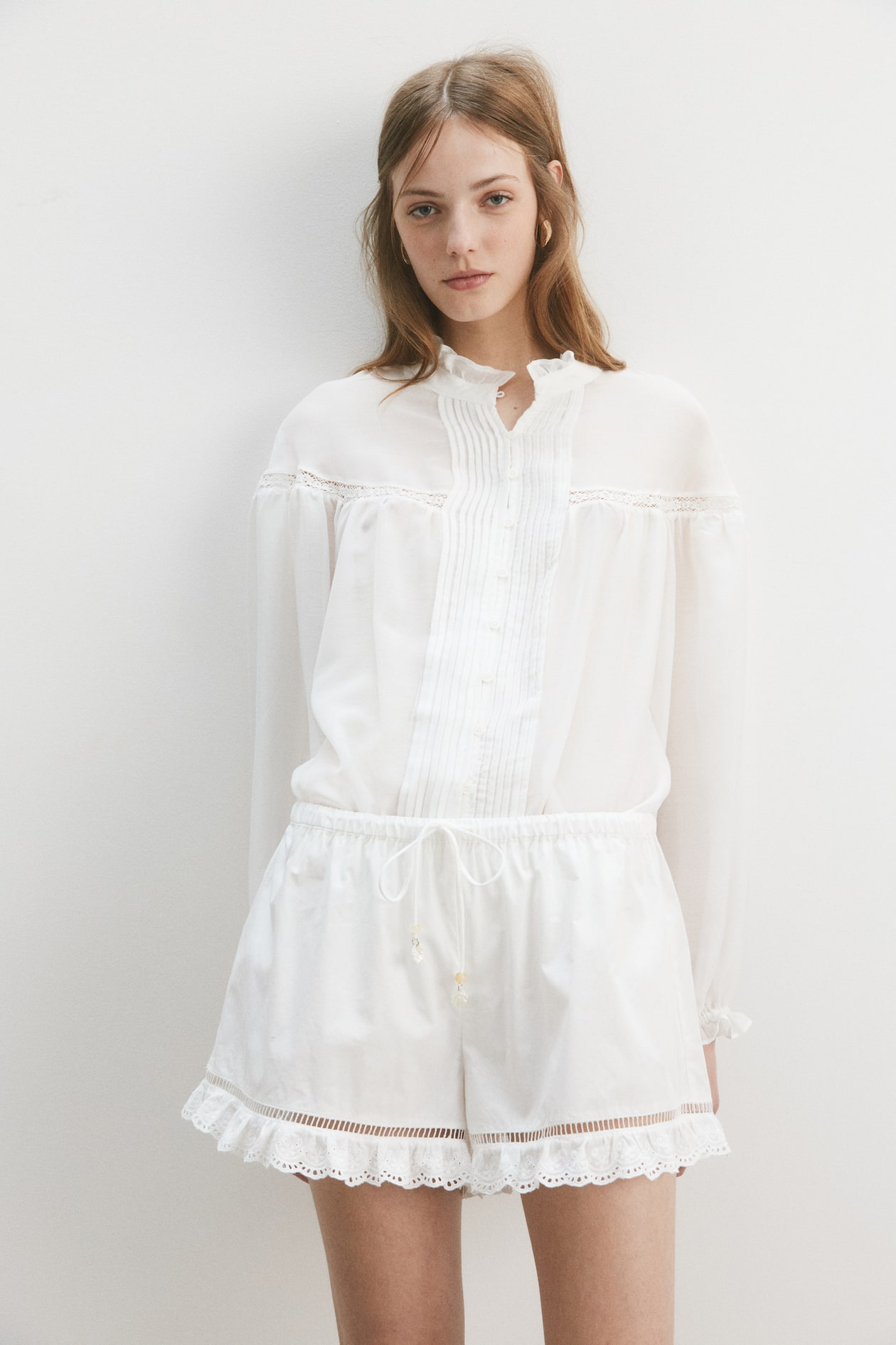 Lace-Trimmed Poplin Shorts - image 2