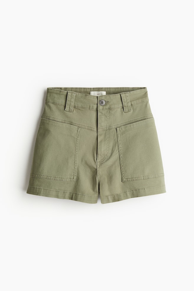 Twill Cargo Shorts - Khaki green - 1