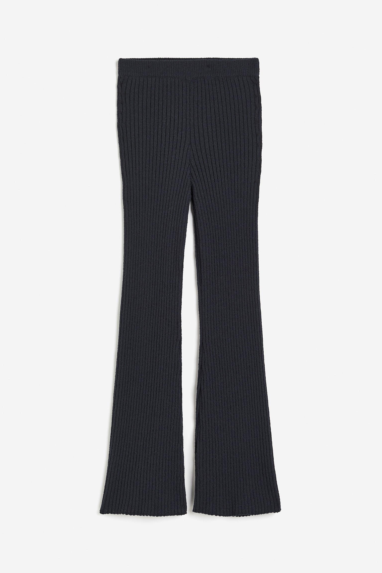 Женские брюки H&M Flared Rib-knit, цвет: Тёмный серый