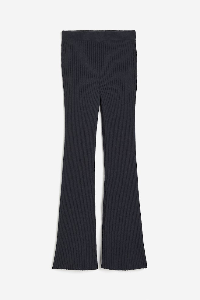 Flared rib-knit trousers - Dark grey/Light beige - 1