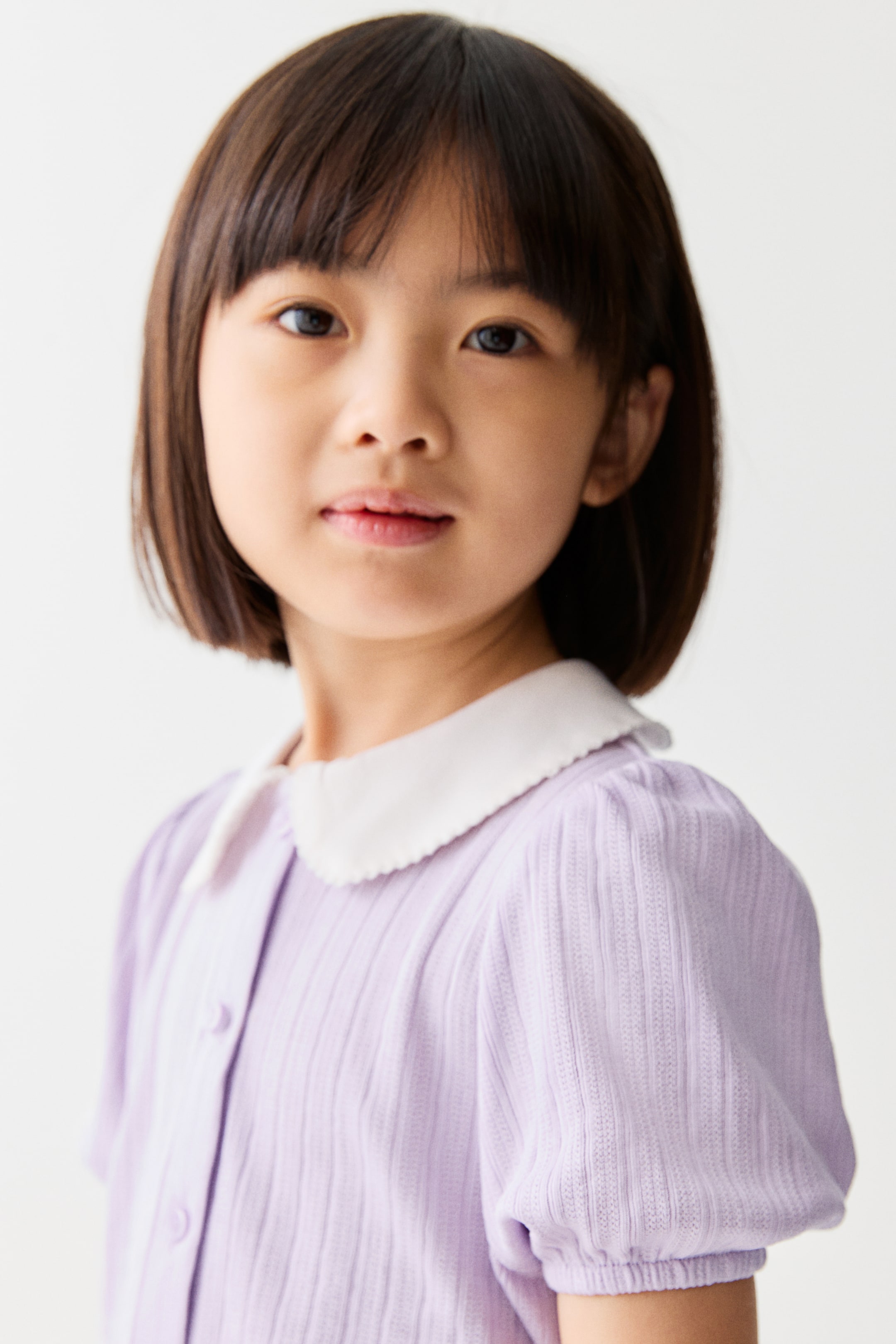View larger image: Short-sleeved pointelle blouse - Light purple - Kids | H&M SG 2