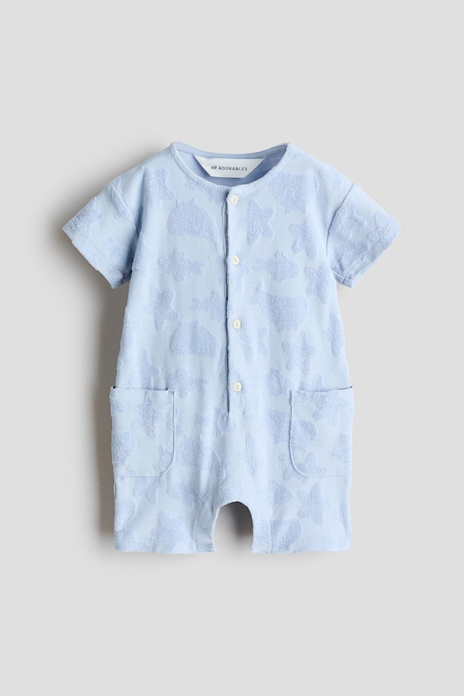 Cotton Romper Suit - Light blue/Turquoise/Light brown/Brown/sun/Cream/boats/Turquoise/marine life - 1