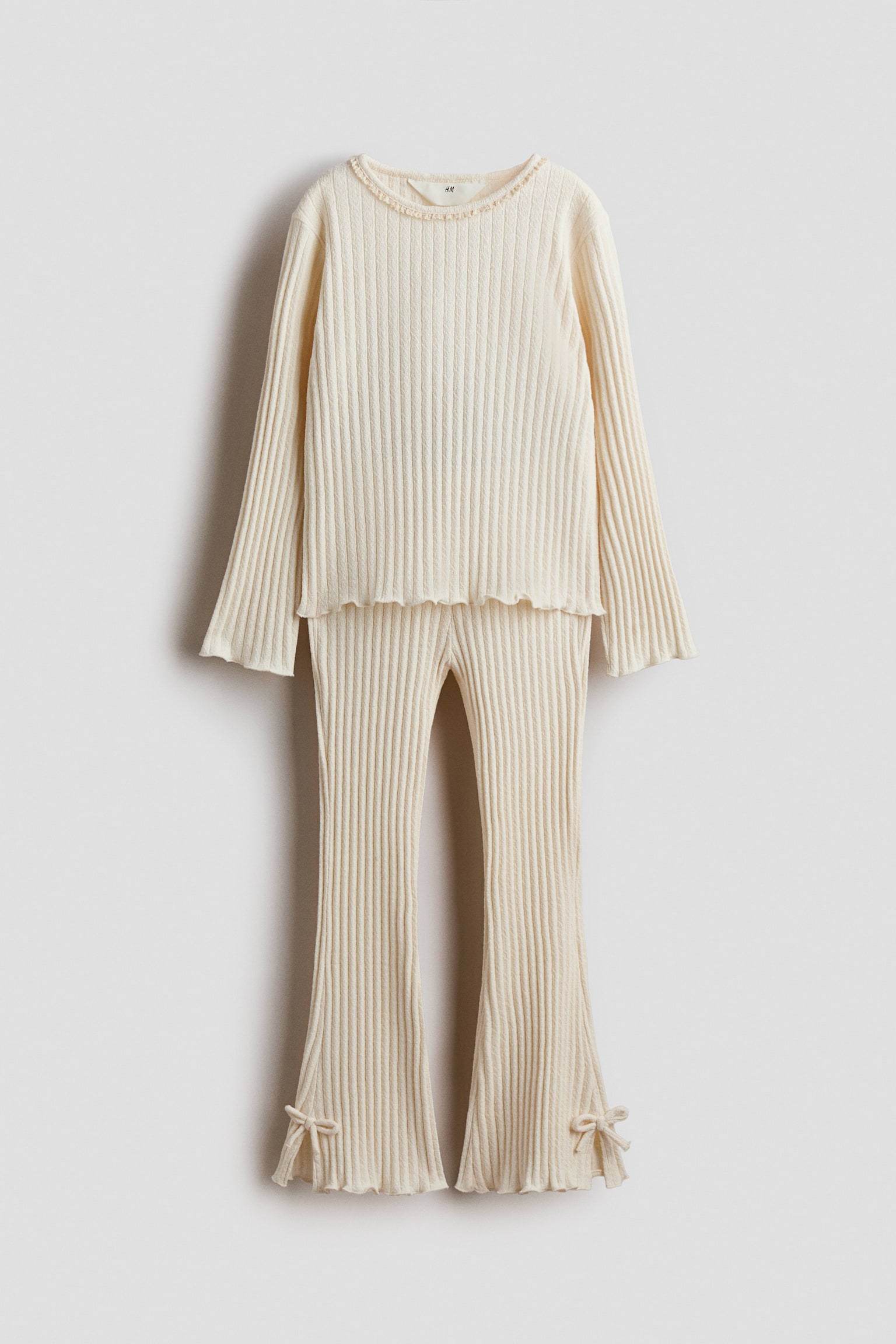 2-piece ribbed cotton set - Light beige - 1