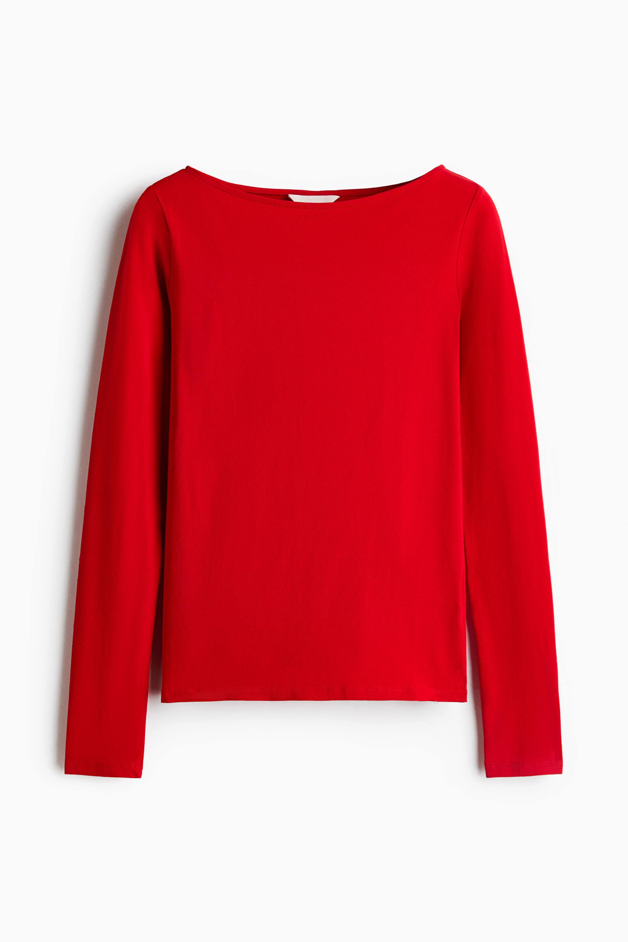 View larger image: Boat-neck top - Red - Ladies | H&M 1