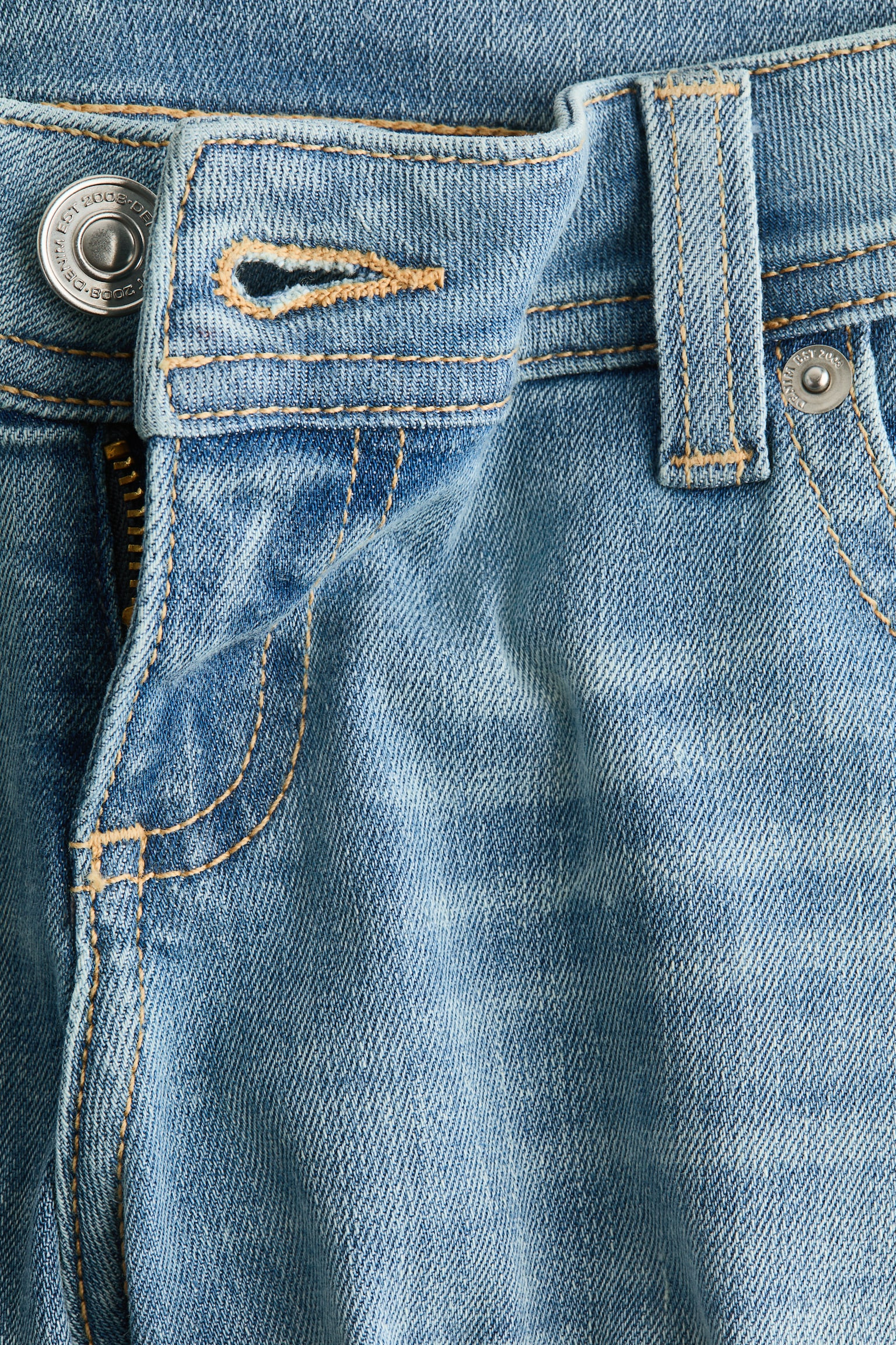 Flared Leg Ultra Low Waist Jeans - כחול ג'ינס בהיר/כחול ג'ינס כהה/כחול ג'ינס - 8