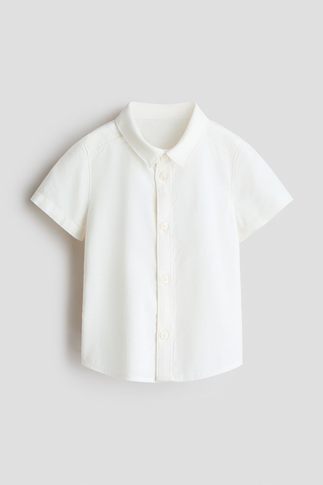 Cotton Poplin Shirt - White/Light blue - 1