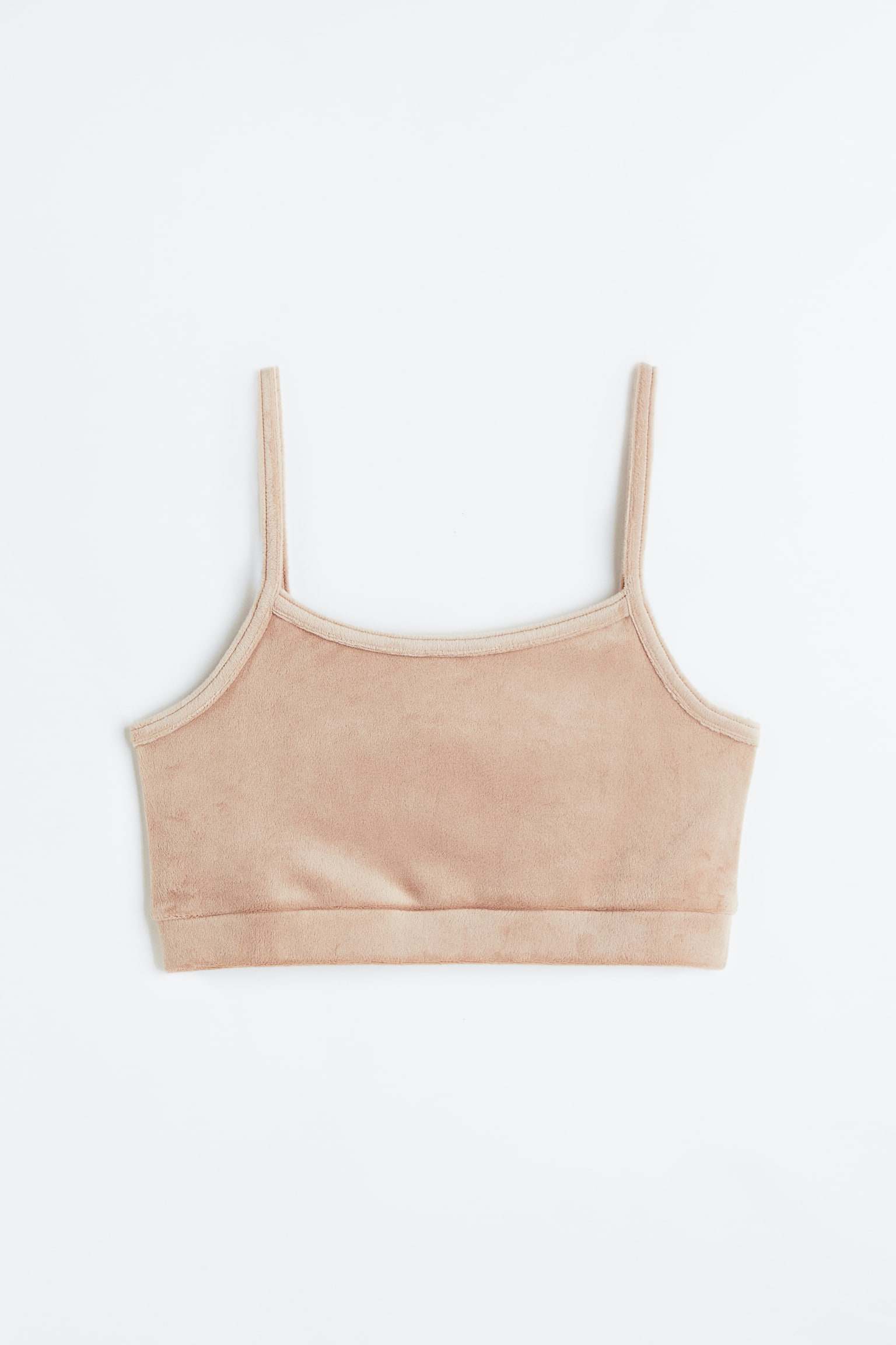 Velour crop top - Beige - 1