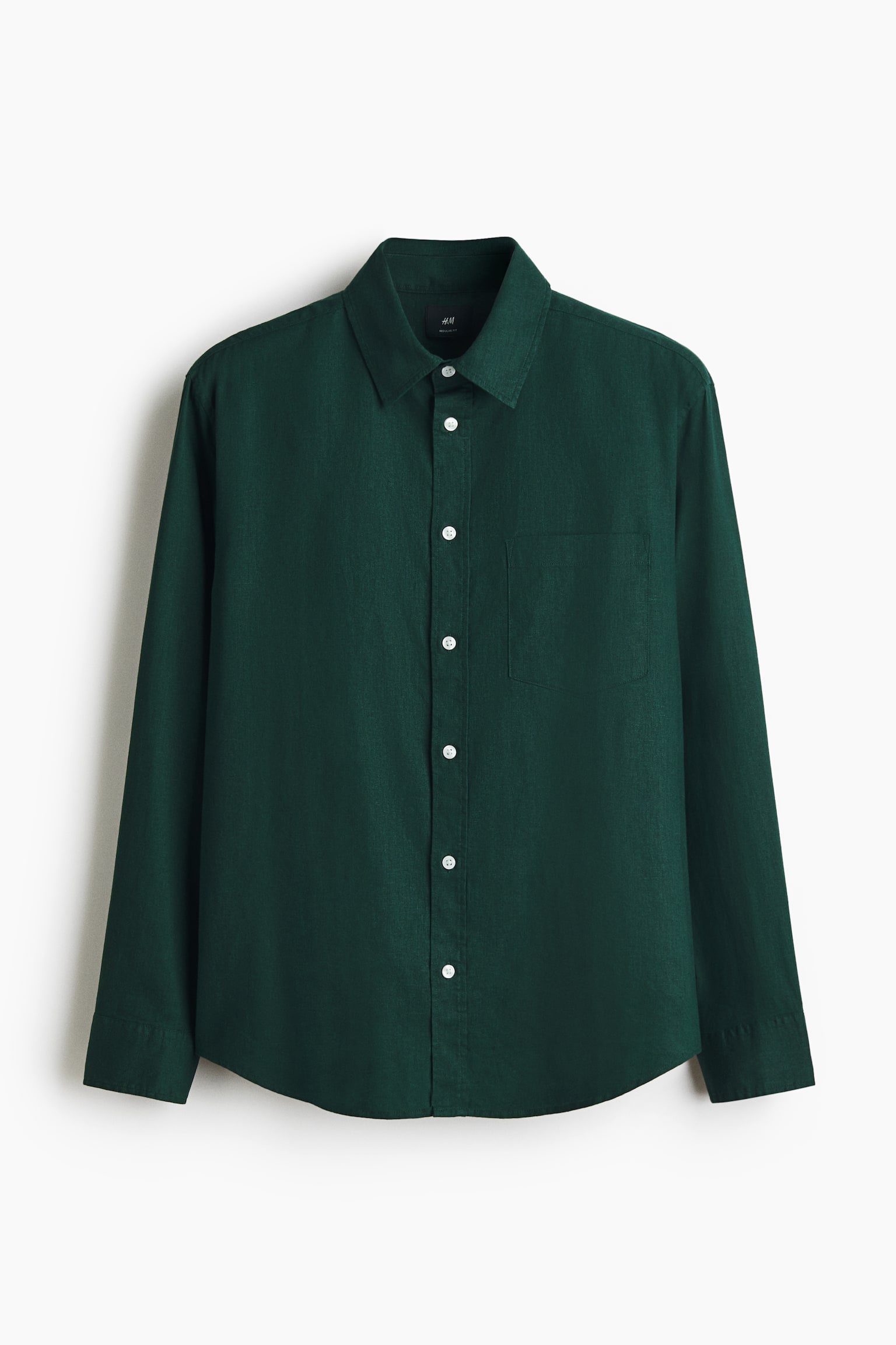 Regular Fit Linen-blend shirt - Dark green/Burgundy/Bright blue/White/Beige/Light blue - 1