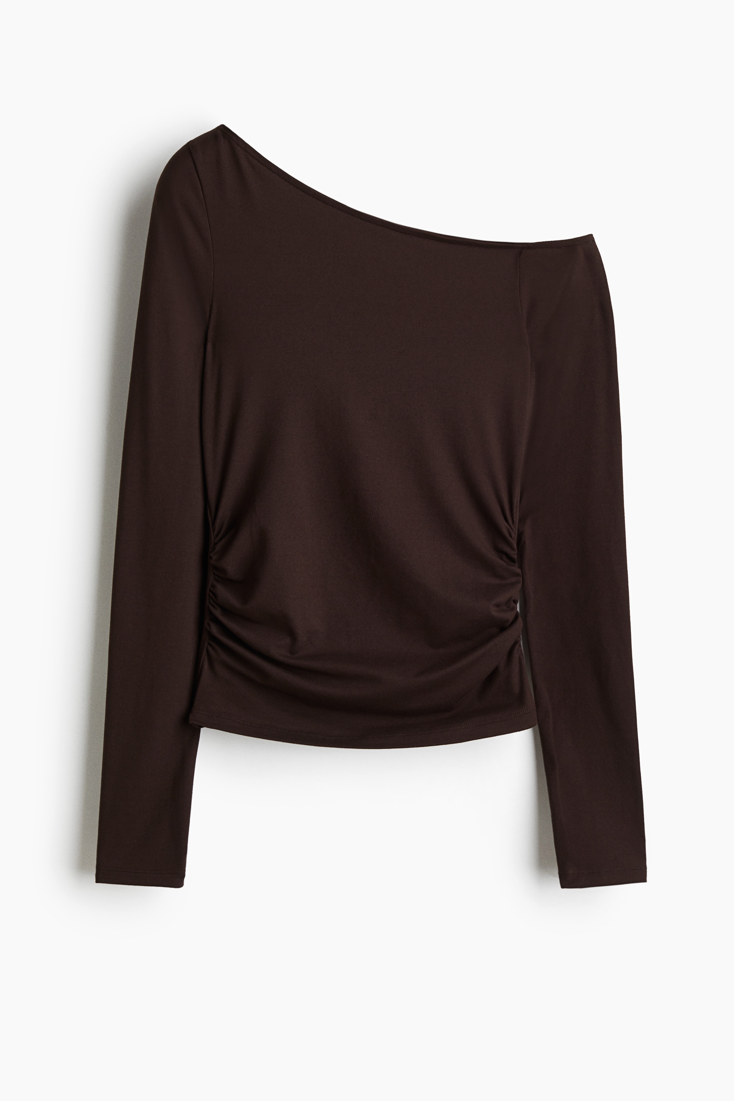 Draped One Shoulder Top - Dark brown/Black/White/Burgundy