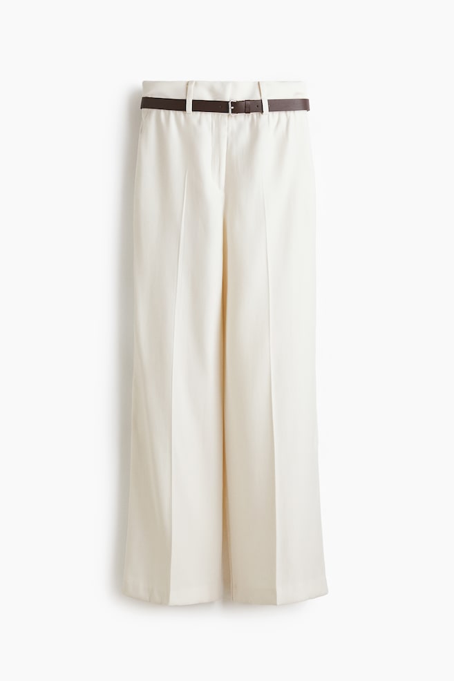 Dress Pants with Belt - Cream - 1