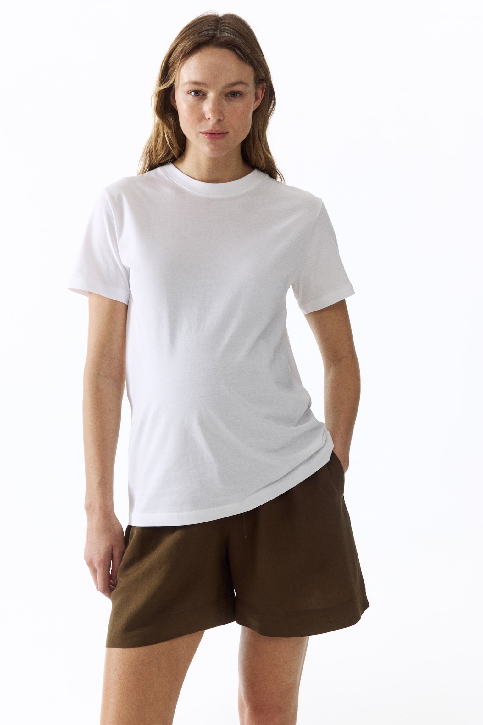 MAMA Linen-blend shorts - Dark khaki green - 1