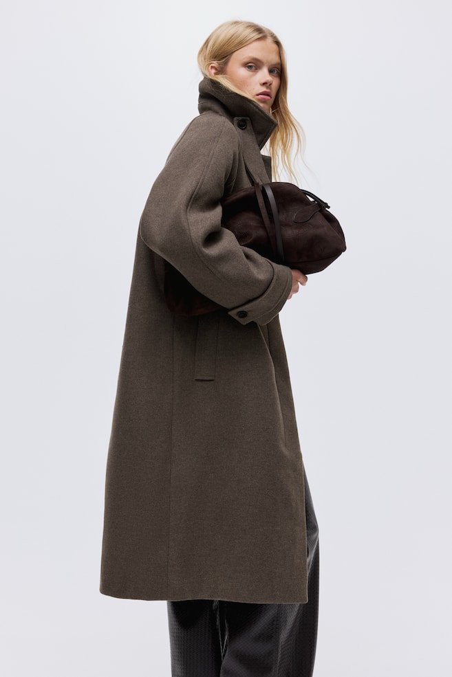 Tie-belt coat - Dusty brown - 1
