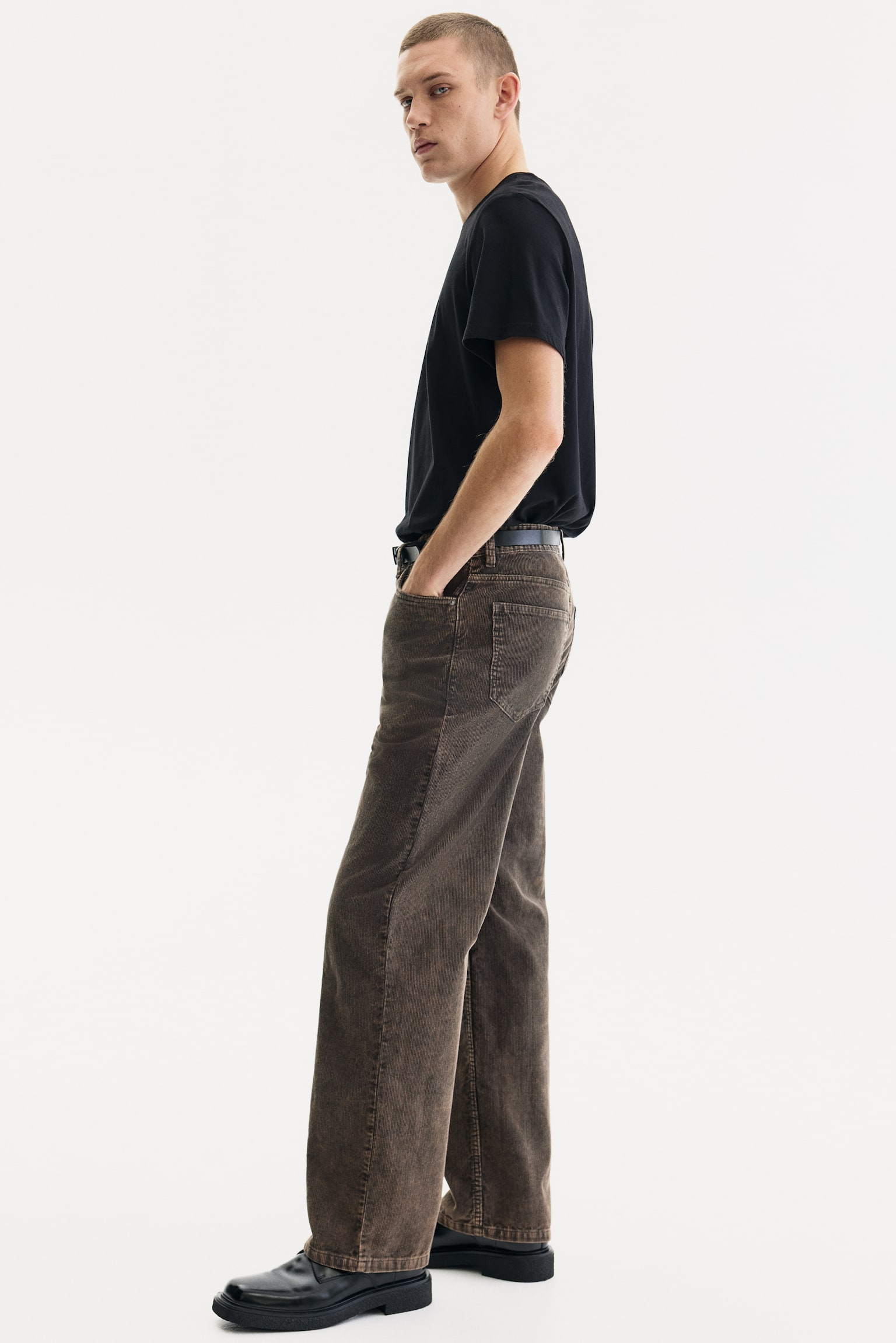 Manšestrové kalhoty Relaxed Fit - Tmavě šedá/Černý denim - 6