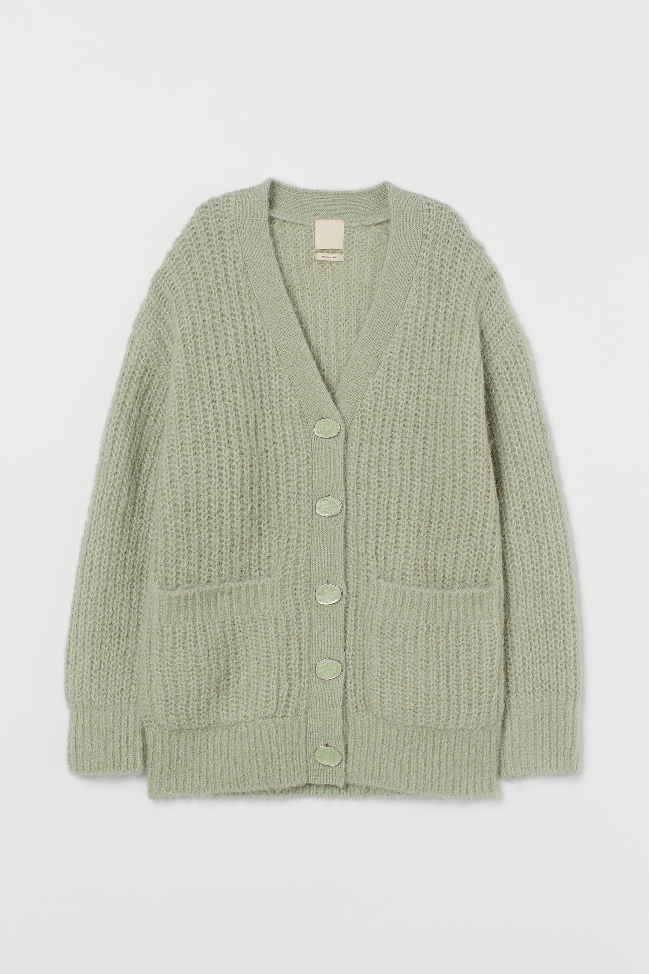 이미지 확대 보기: 알파카 블렌드 가디건 - 라이트 그린 - 여성 | H&M KR 1