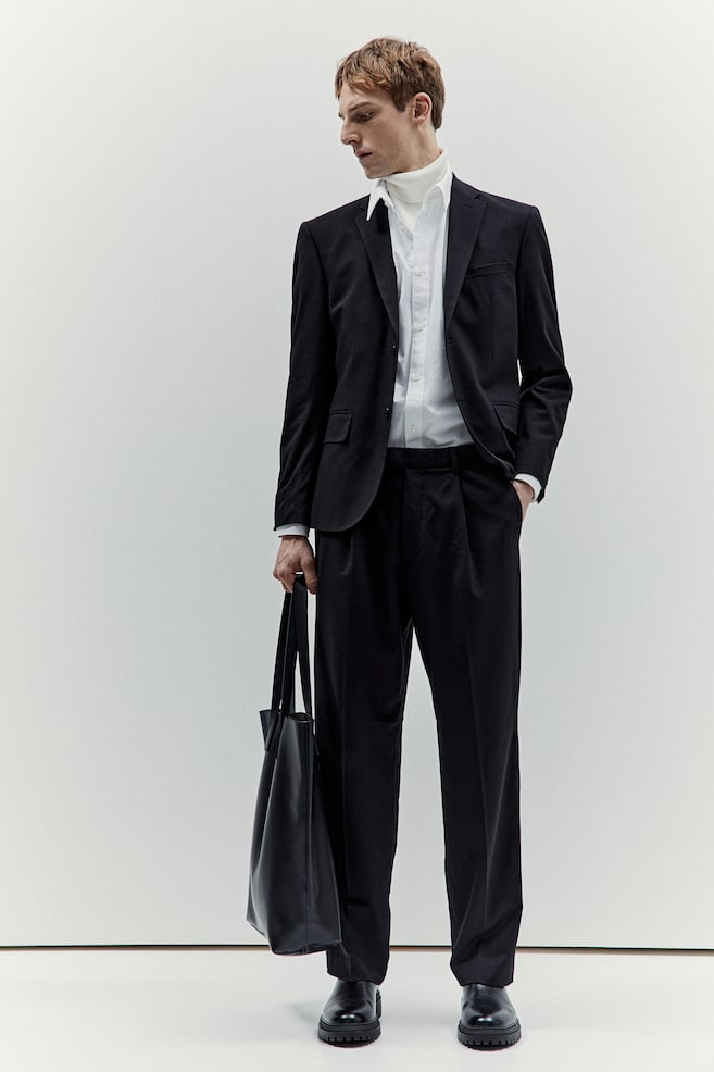 Suit trousers Straight Fit - Black/Purple - 1