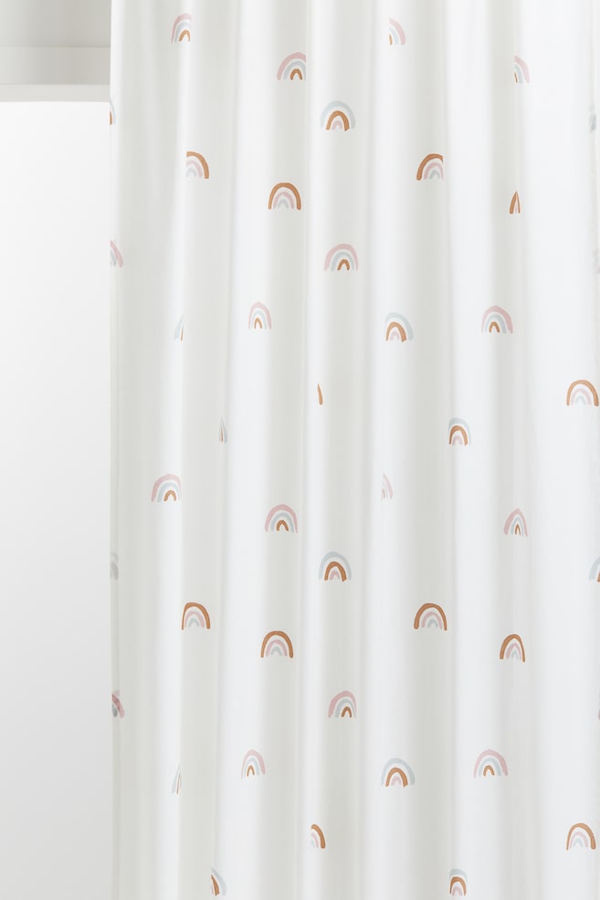 2-pack patterned cotton curtains - White/Rainbows/Light green/Vehicles - 1