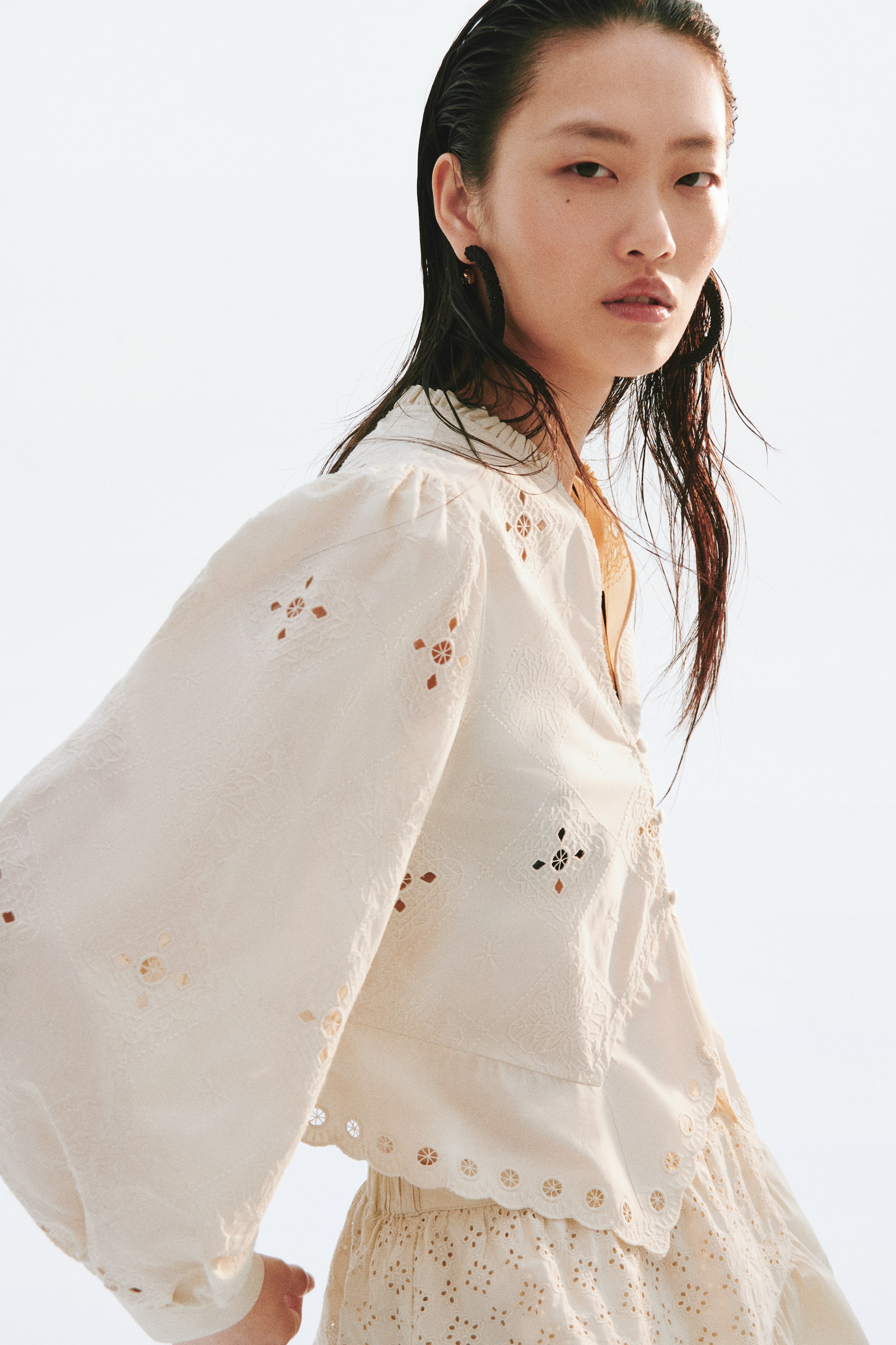 Cotton Blouse with Eyelet Embroidery