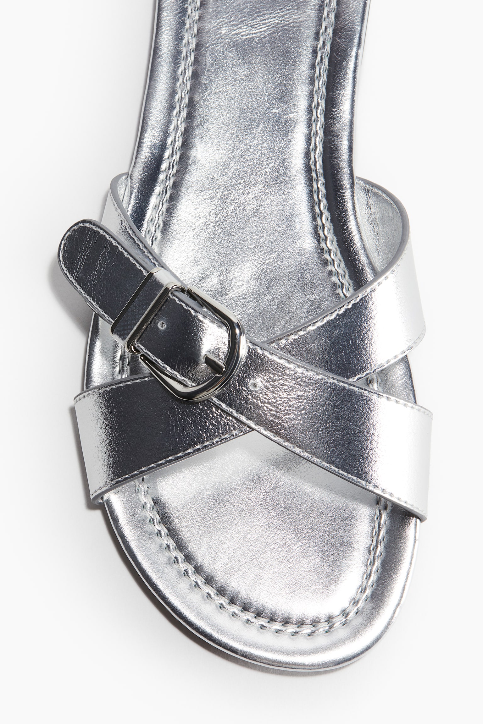 Buckle Detail Sandals - Silver colour/Light brown - 3