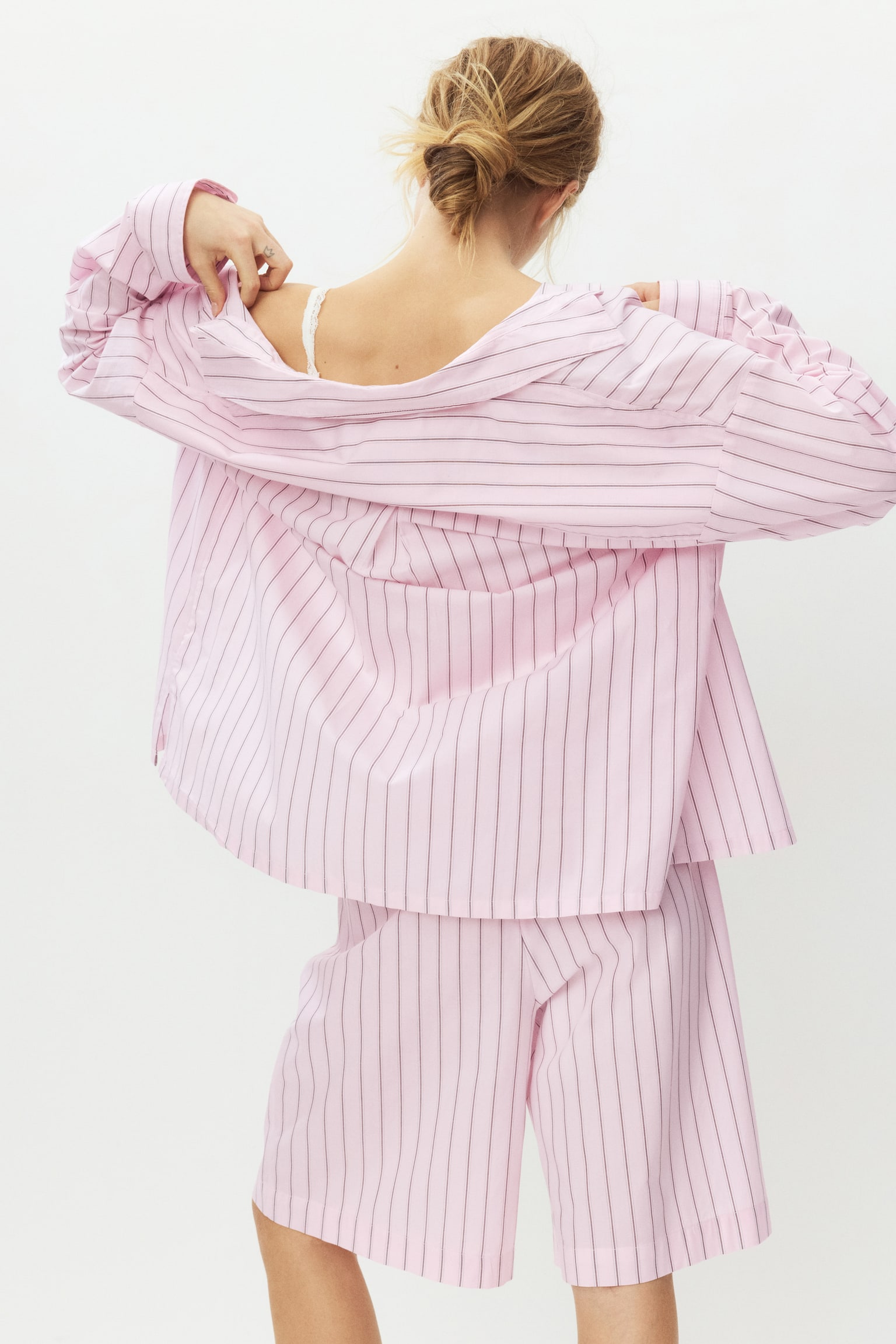 Пижама, хлопок — H&M, цвет: Розовый / Полосатый — фото 6