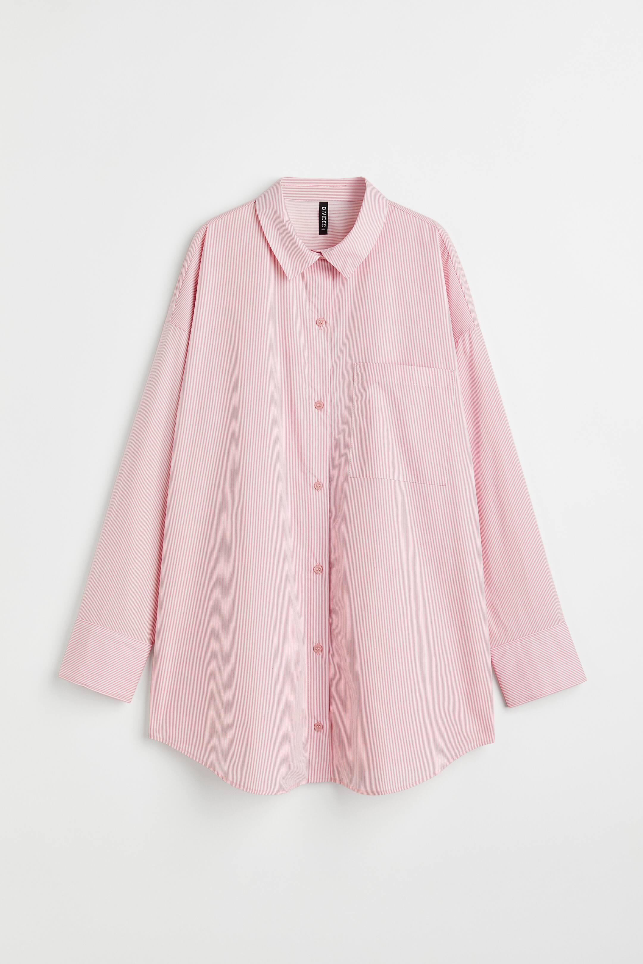 View larger image: Oversized poplin shirt - Light pink/Striped - Ladies | H&M 1