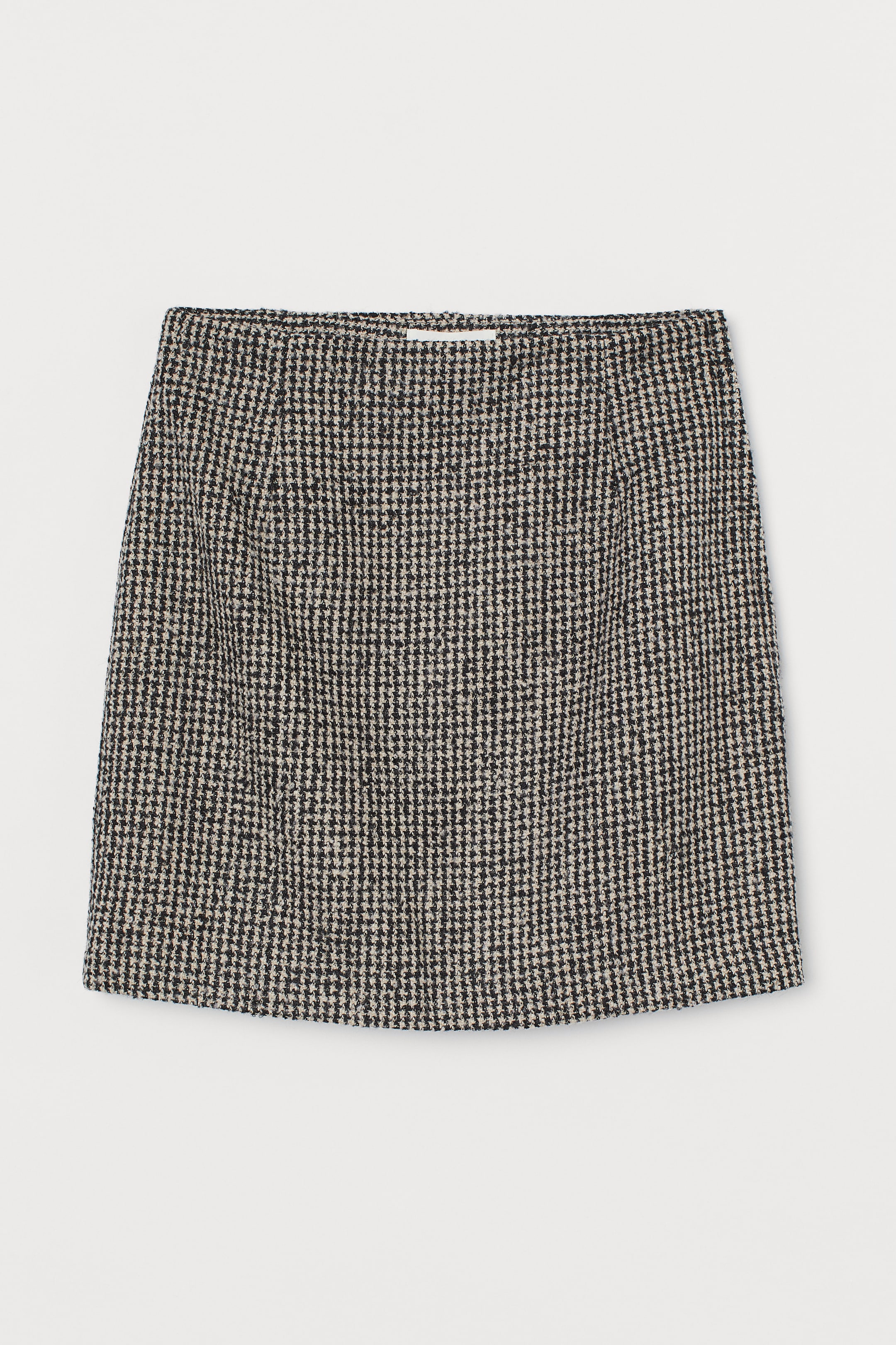 Bouclé skirt - High waist - Short - Black/Dogtooth-patterned - Ladies ...