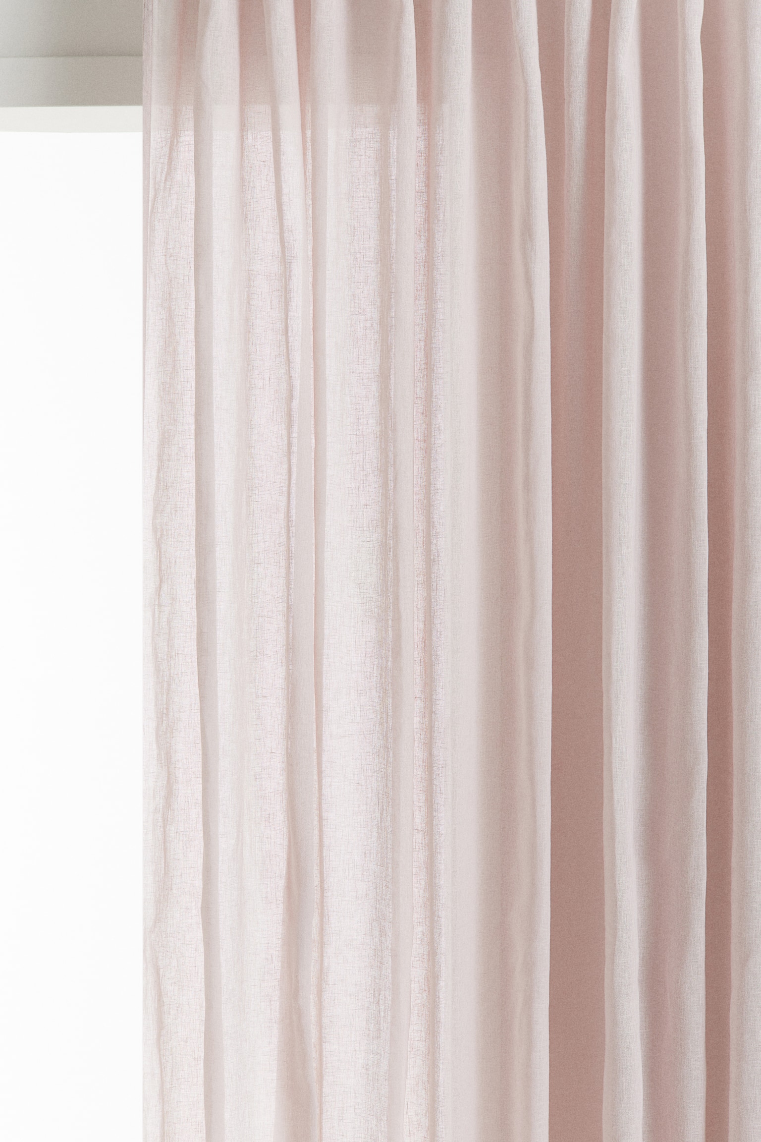 2-pack long linen-blend curtain lengths - Light pink