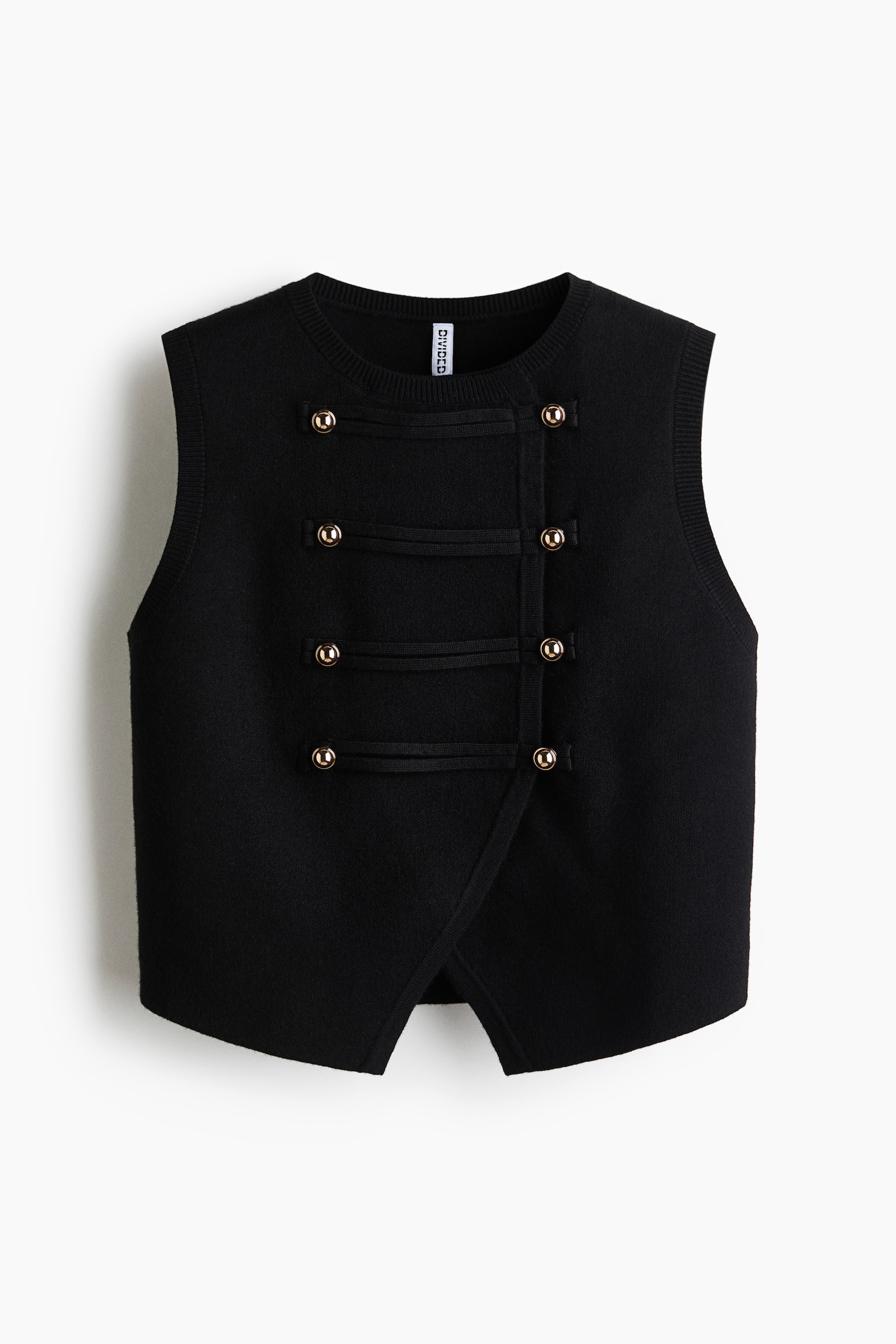 Женский жилет H&M Double-Breasted Fine-Knit Vest, цвет: Чёрный — фото 1