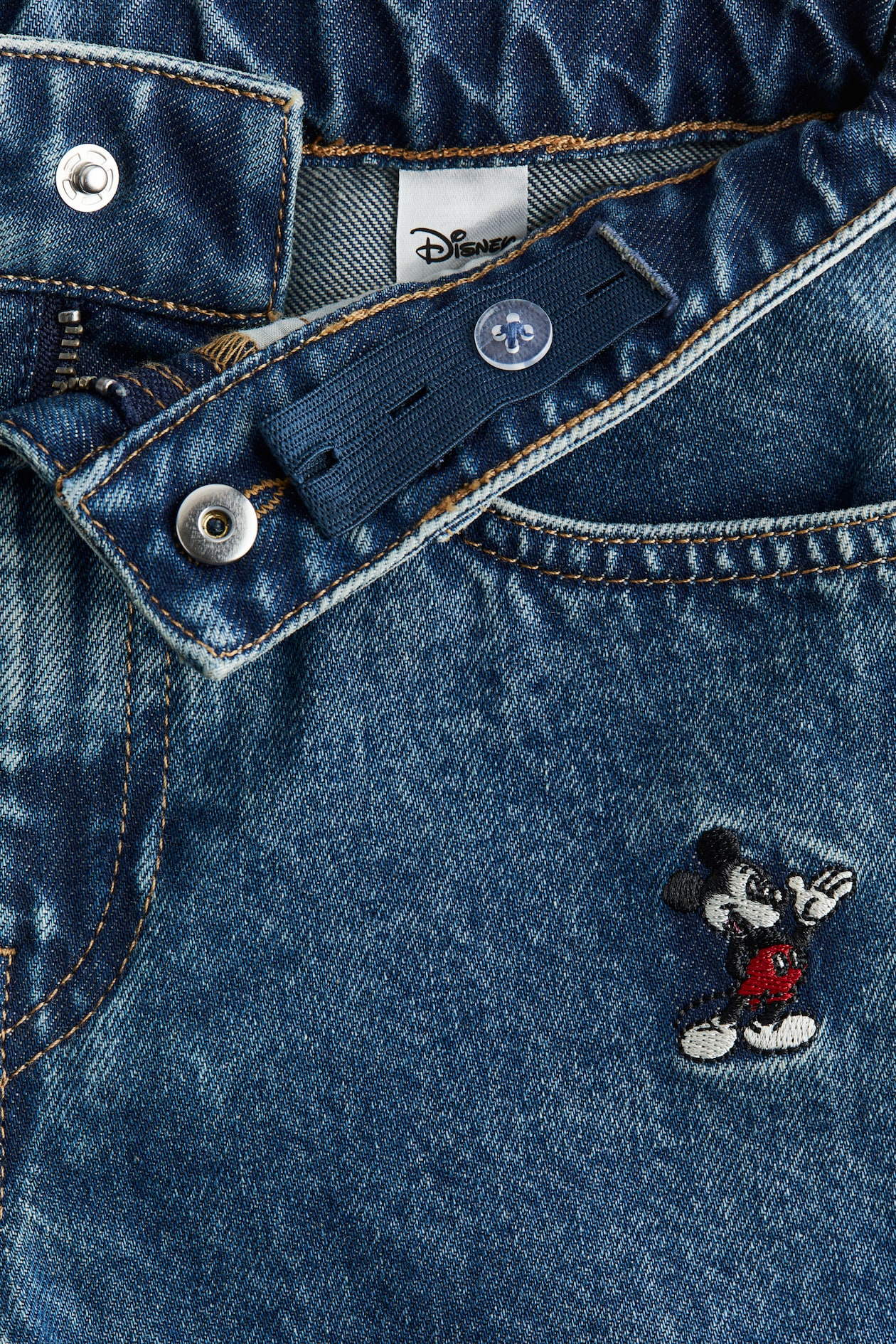 Embroidered-Detail Loose-Fit Jeans - Denim blue/Mickey Mouse - Kids | H ...