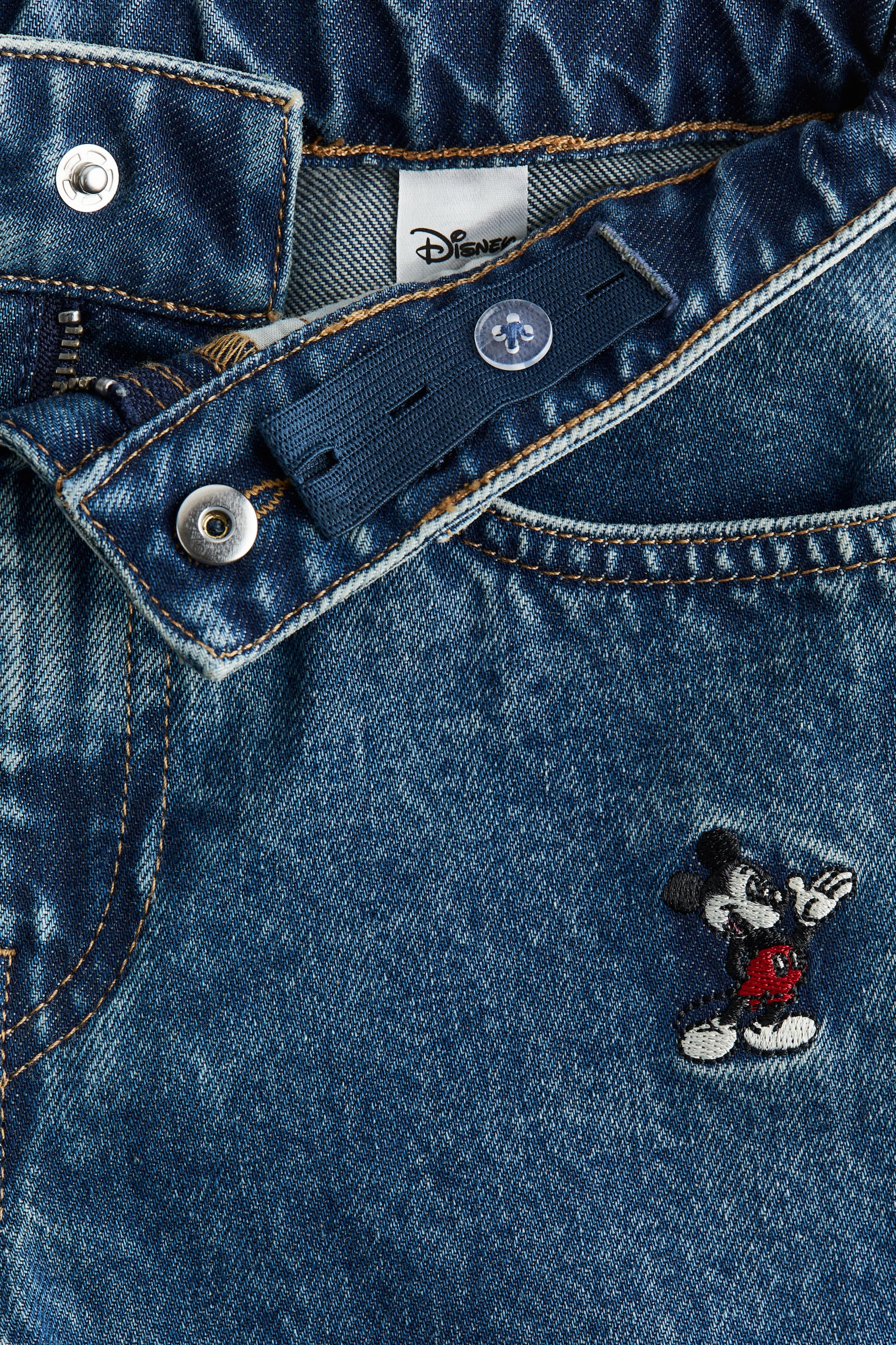 Детские джинсы H&M Embroidered-Detail Loose-Fit, цвет: Джинсовый синий — фото 6