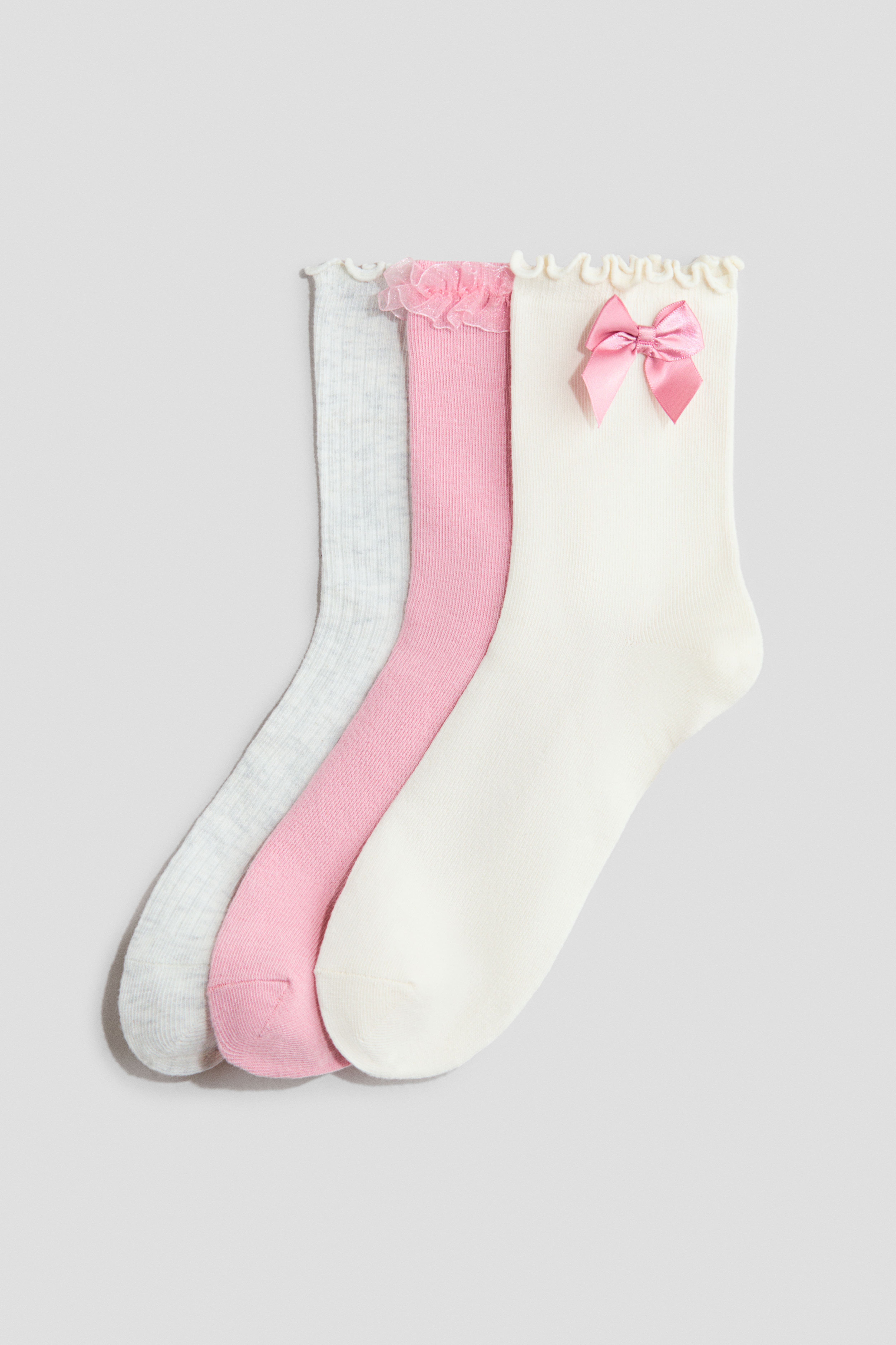 3-Pack Ruffle-Trimmed Socks