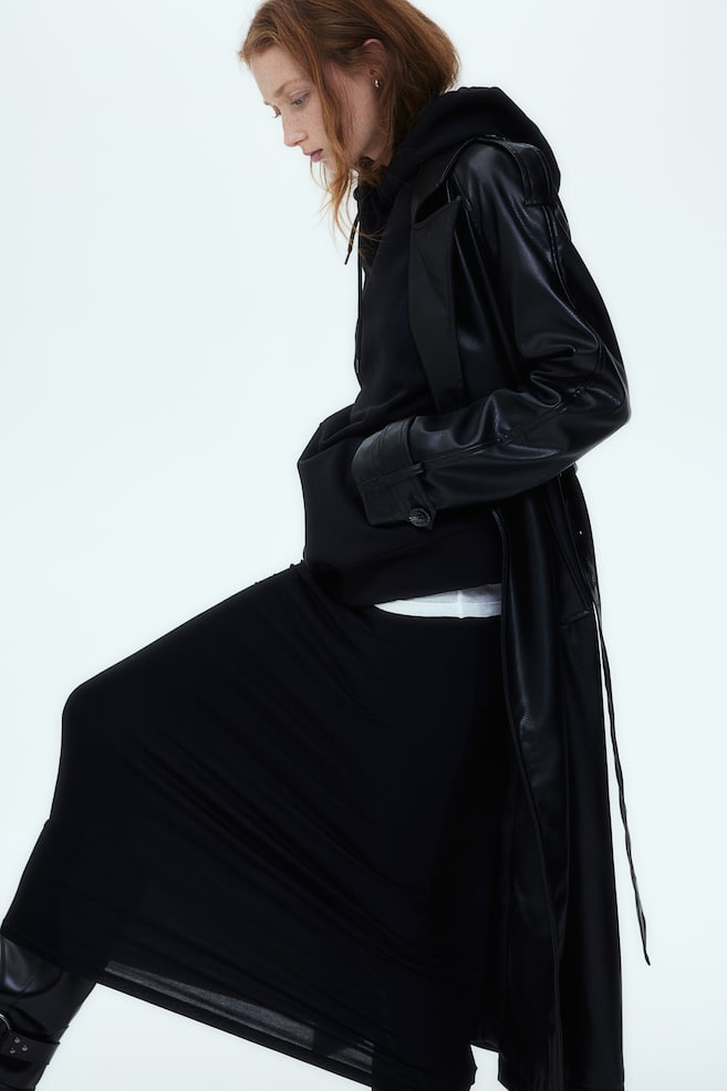 Jersey maxi skirt - Black/Light grey marl - 6