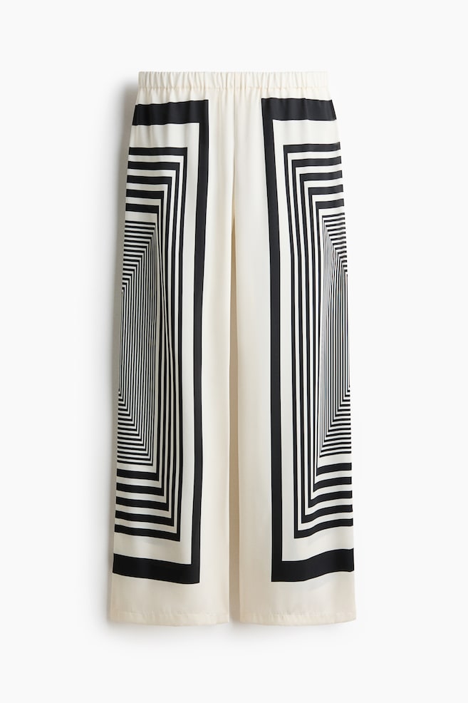 Weite Satinhose - Cremefarben/Gemustert/Dunkelbeige/Gemustert - 1