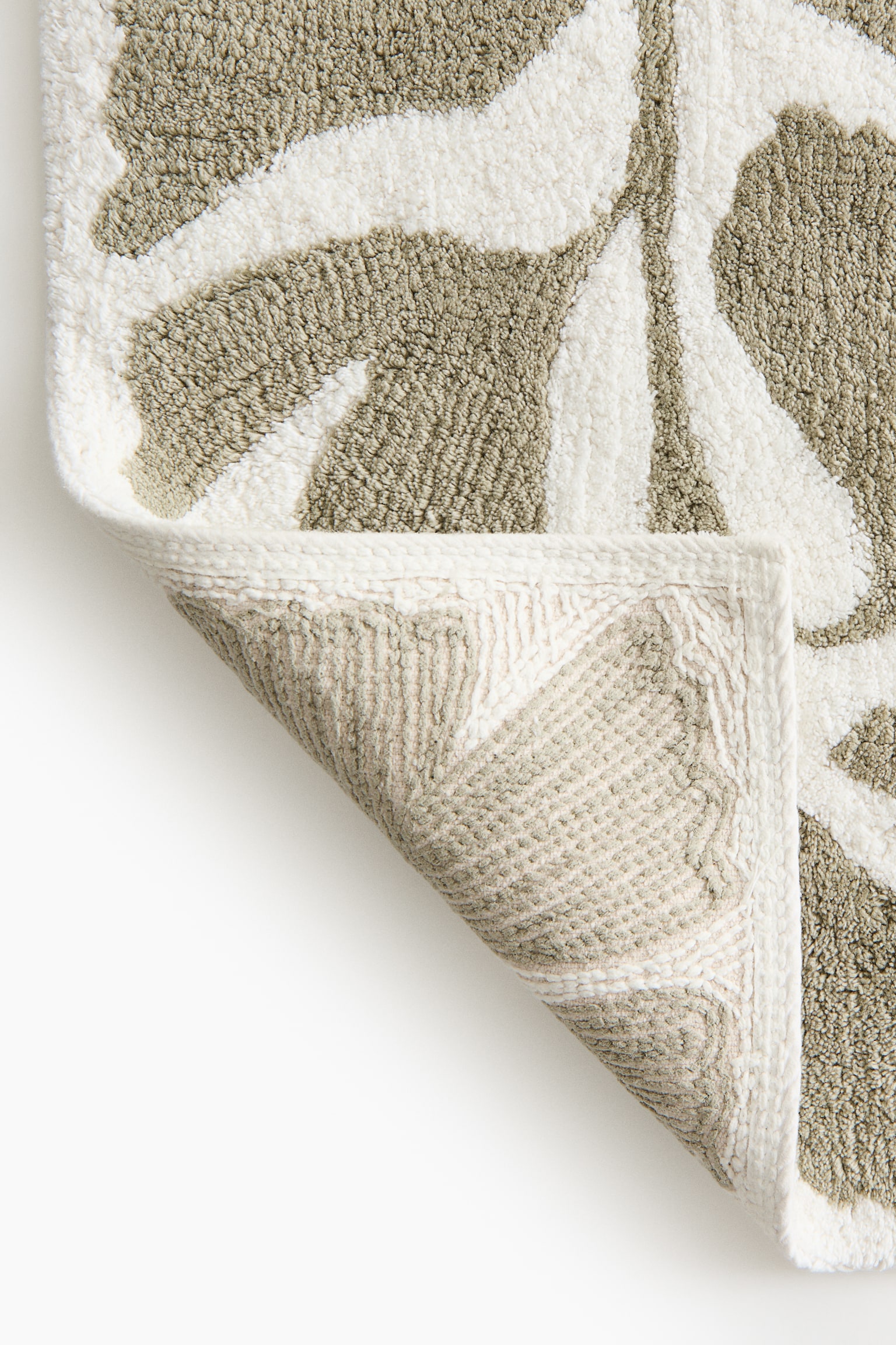 Tufted cotton bath mat - Khaki green/White/Light beige/White - 3