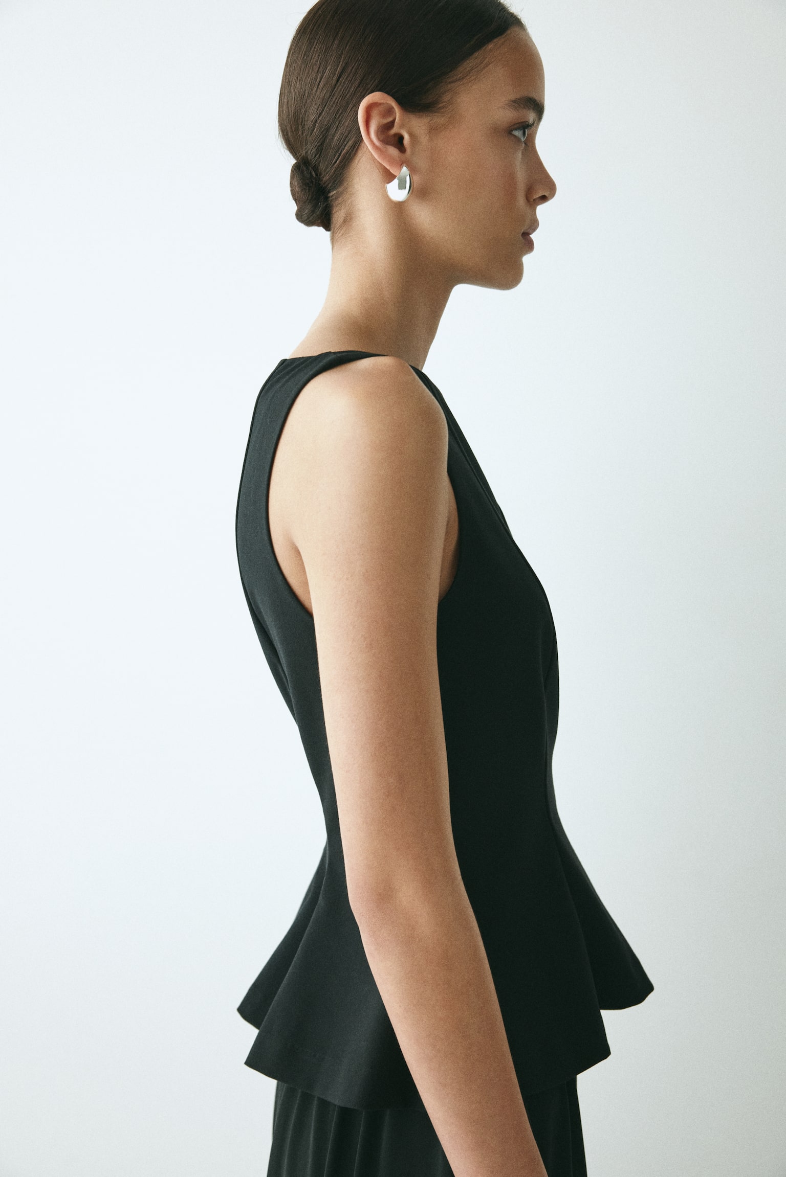 Tailored peplum top - Black/Dark grey - 3