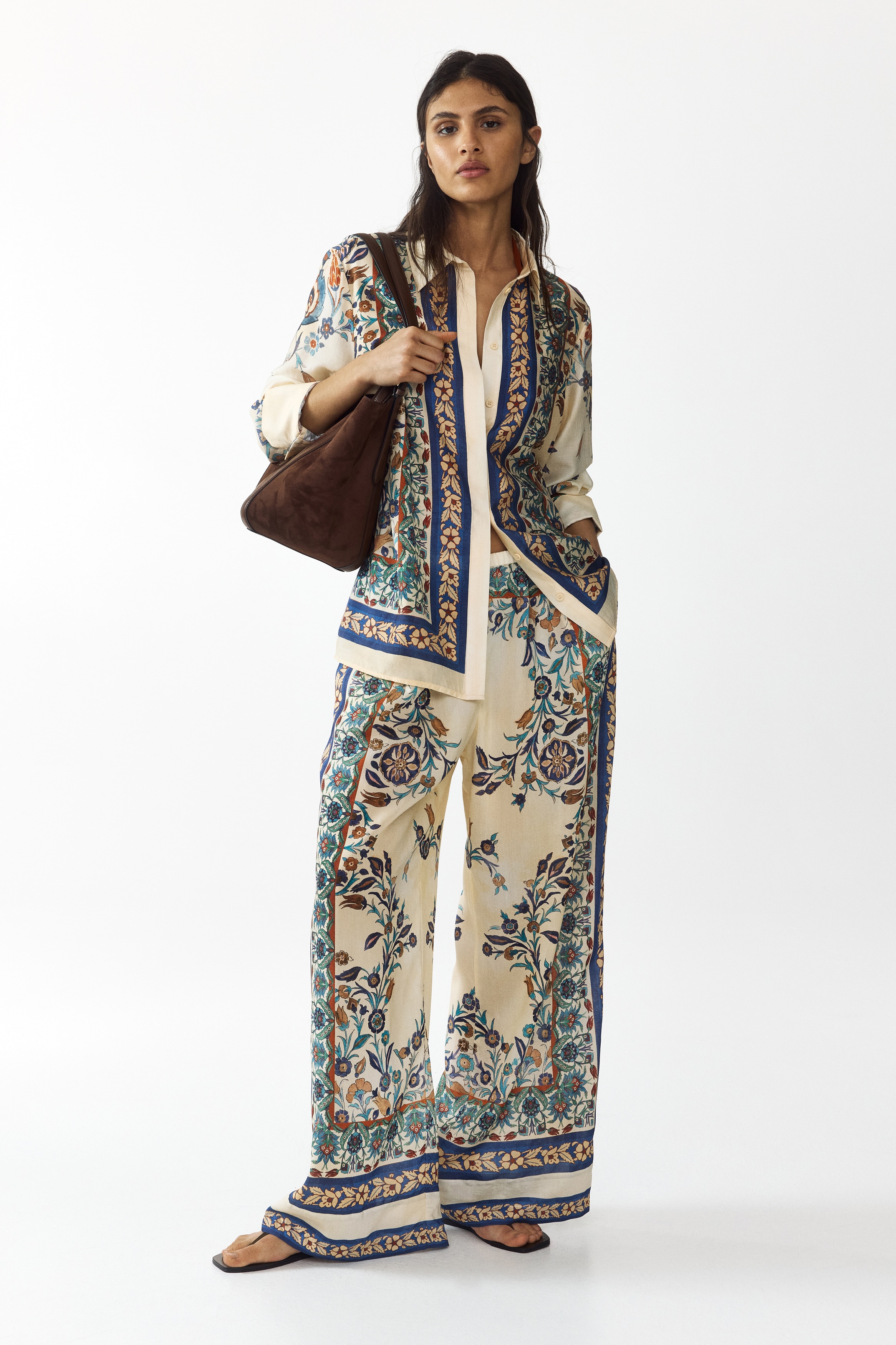 Pull-on broek met print - Lichtbeige/bloemen