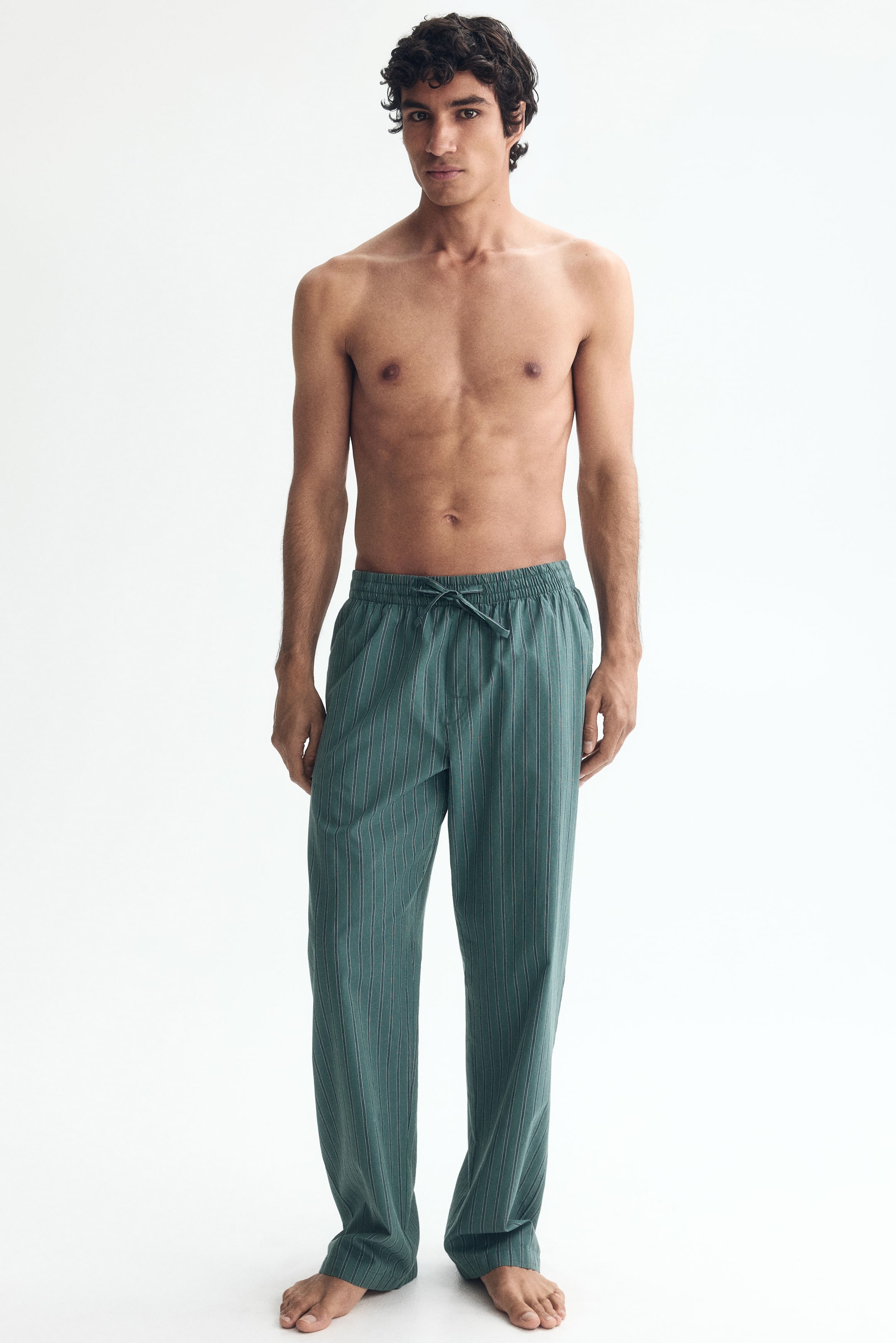 View larger image: Relaxed Fit Poplin trousers - Dusty turquoise/Striped - Men | H&M 1