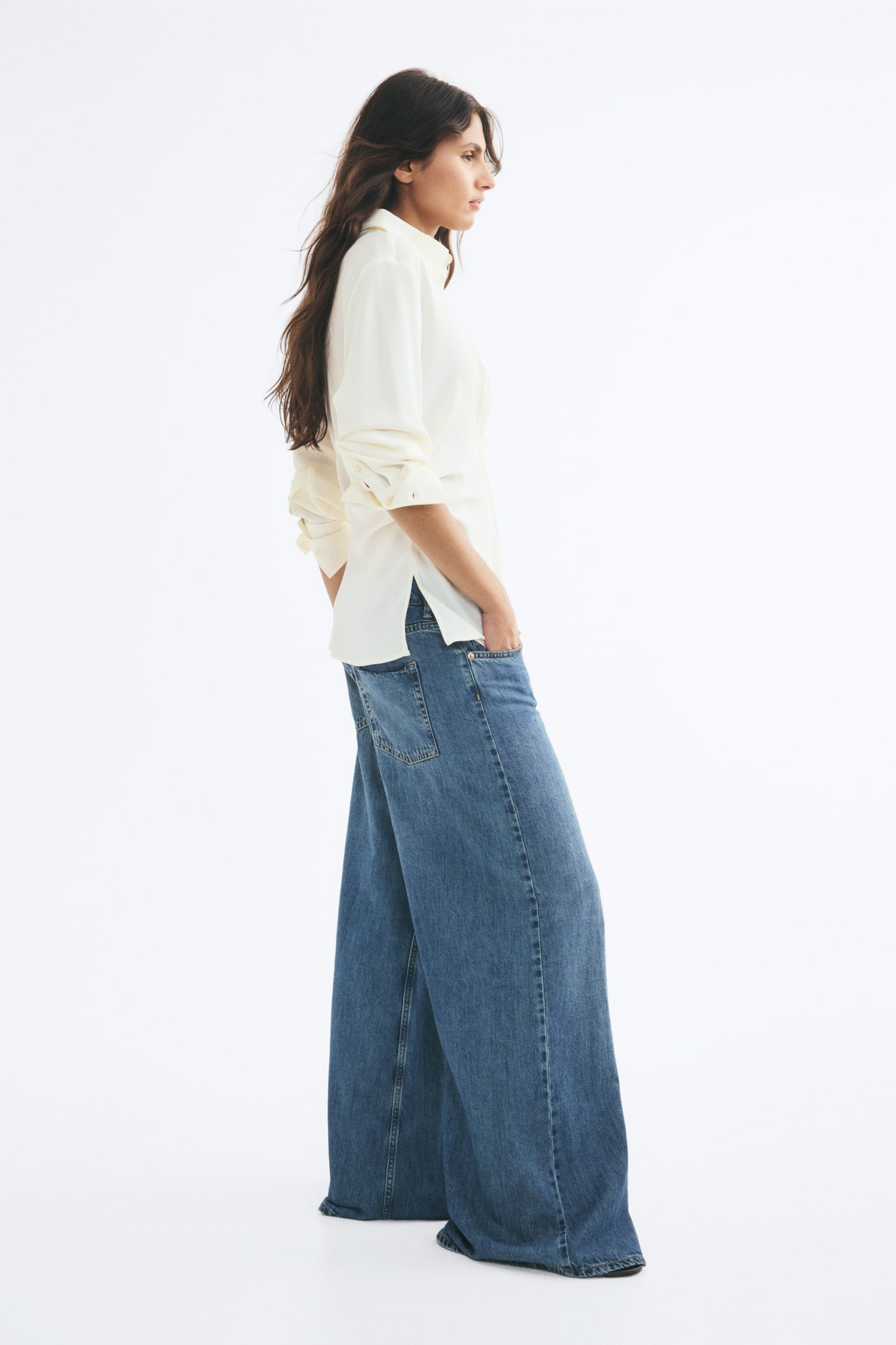 Женская рубашка H&M Draped, цвет: Кремовый — фото 4
