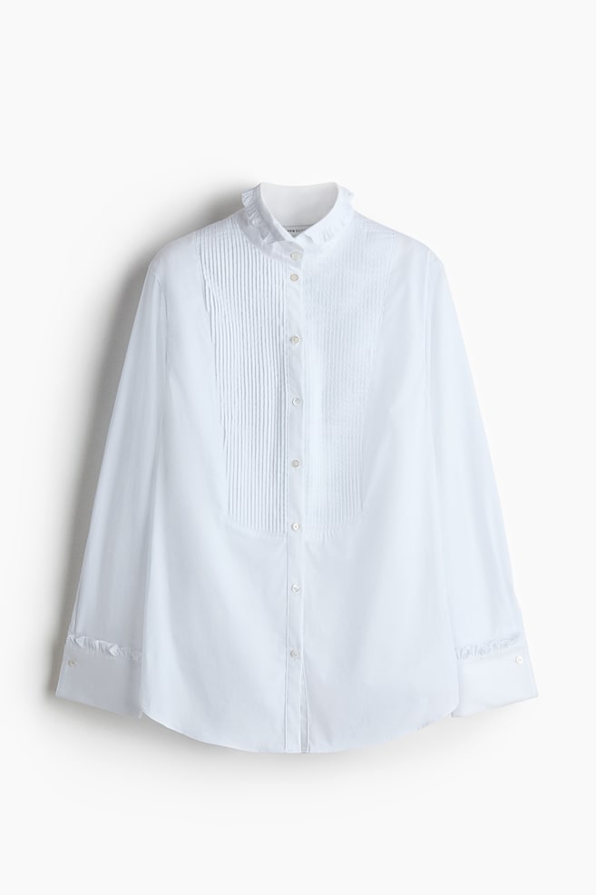 Frill-trimmed shirt - White - 1