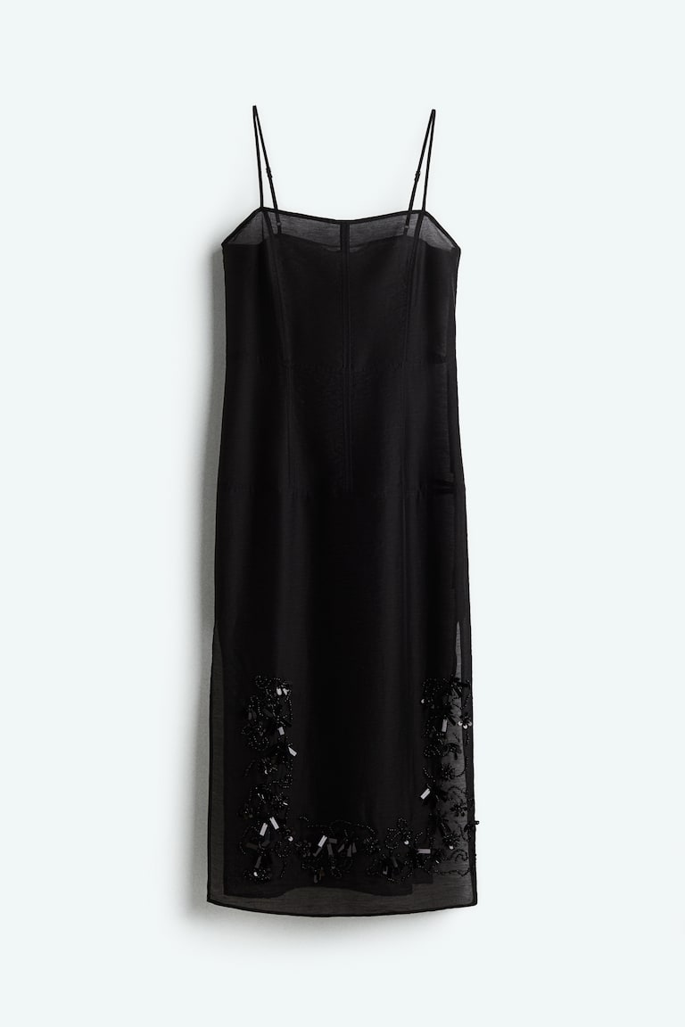 h&m black sheer dress NWT H&M Sheer Black Polka Dot Button-Front Puff Long Sleeve Dress Size M
