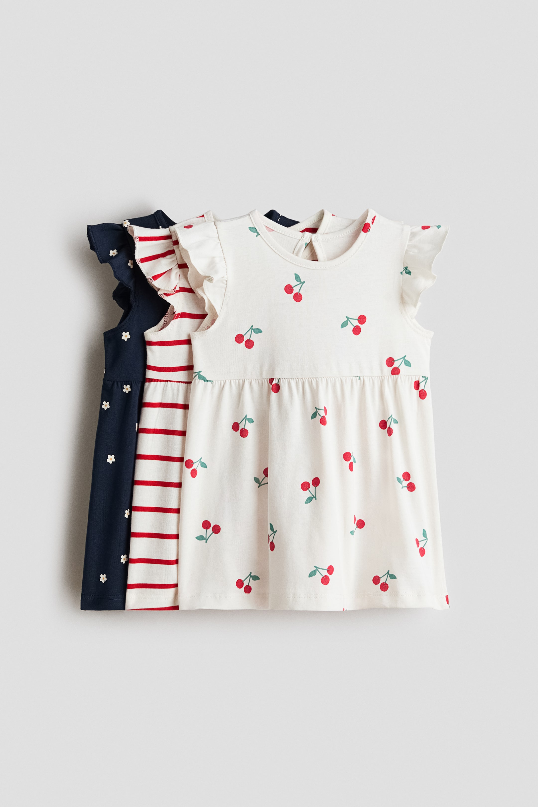 Переглянути збільшене зображення: 3-pack printed cotton dresses - Темно-синій/вишні - Kids | H&M UA 1