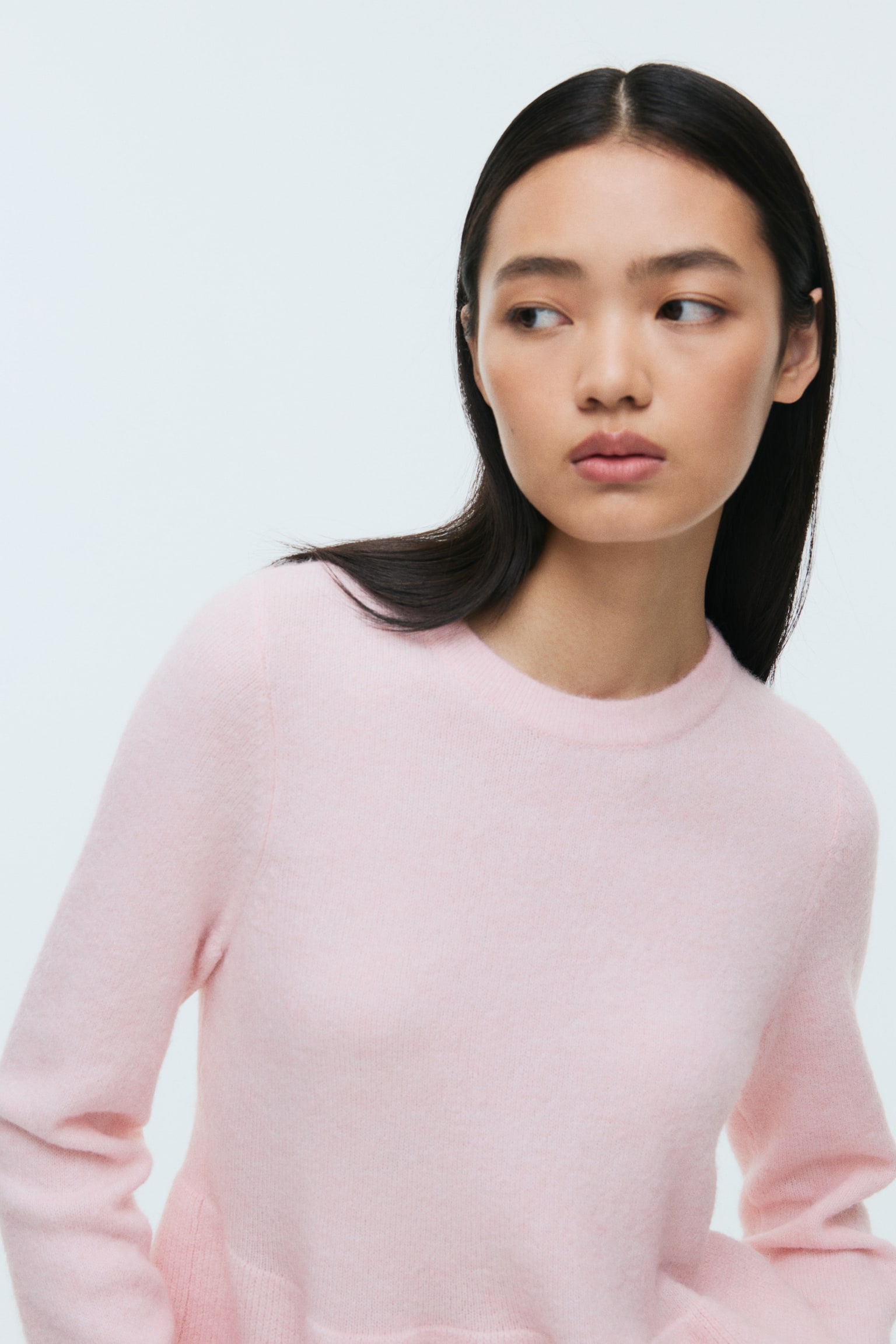 Peplum jumper - Rosa chiaro mélange/Beige chiaro/Grigio mélange - 4