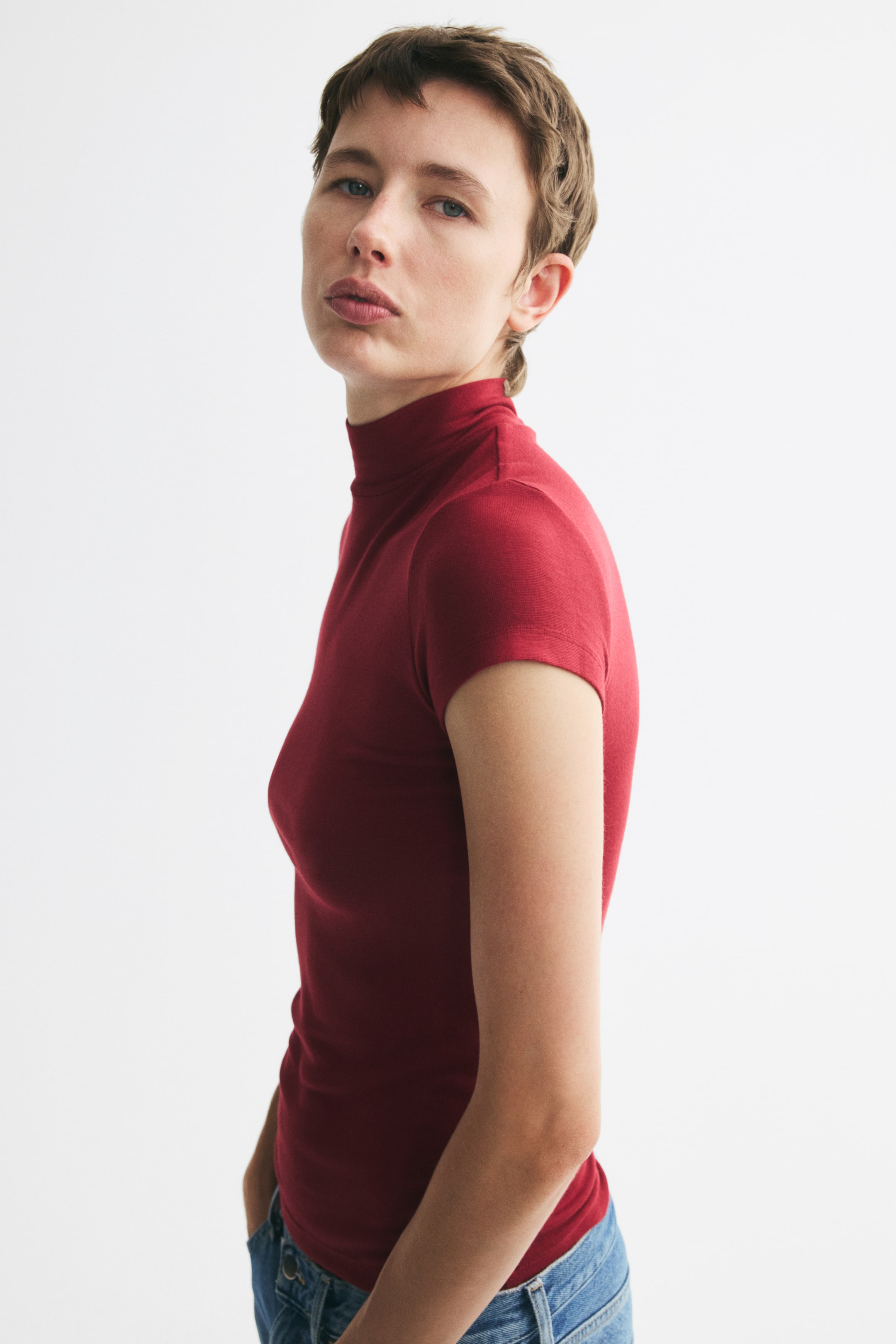 Mock Turtleneck Viscose Top