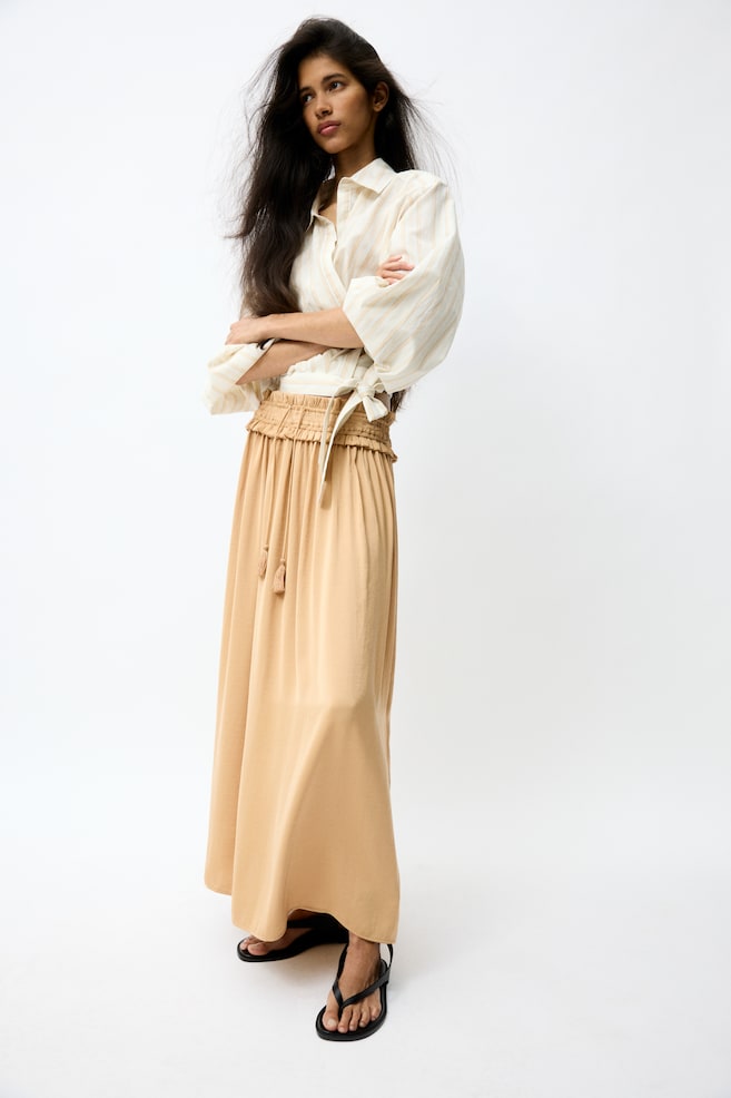 Falda maxi con borlas-Beige oscuro - 6