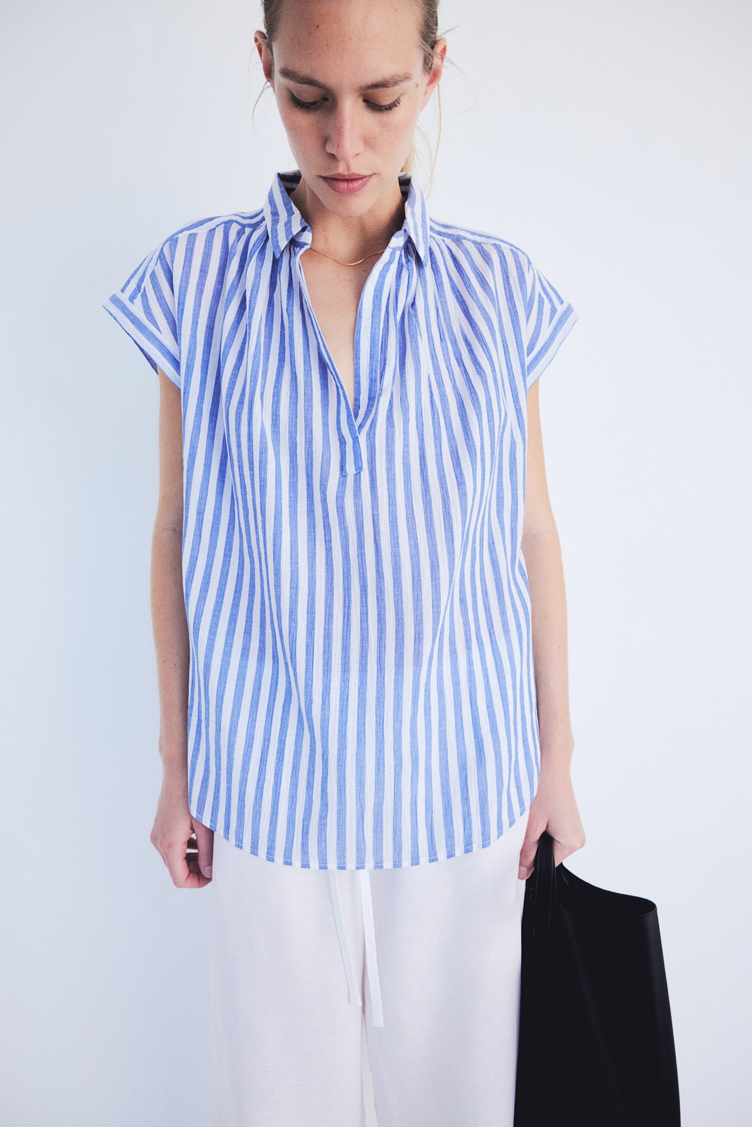 Cotton Blouse - Blue/Stripe/White/Stripe/White - 5