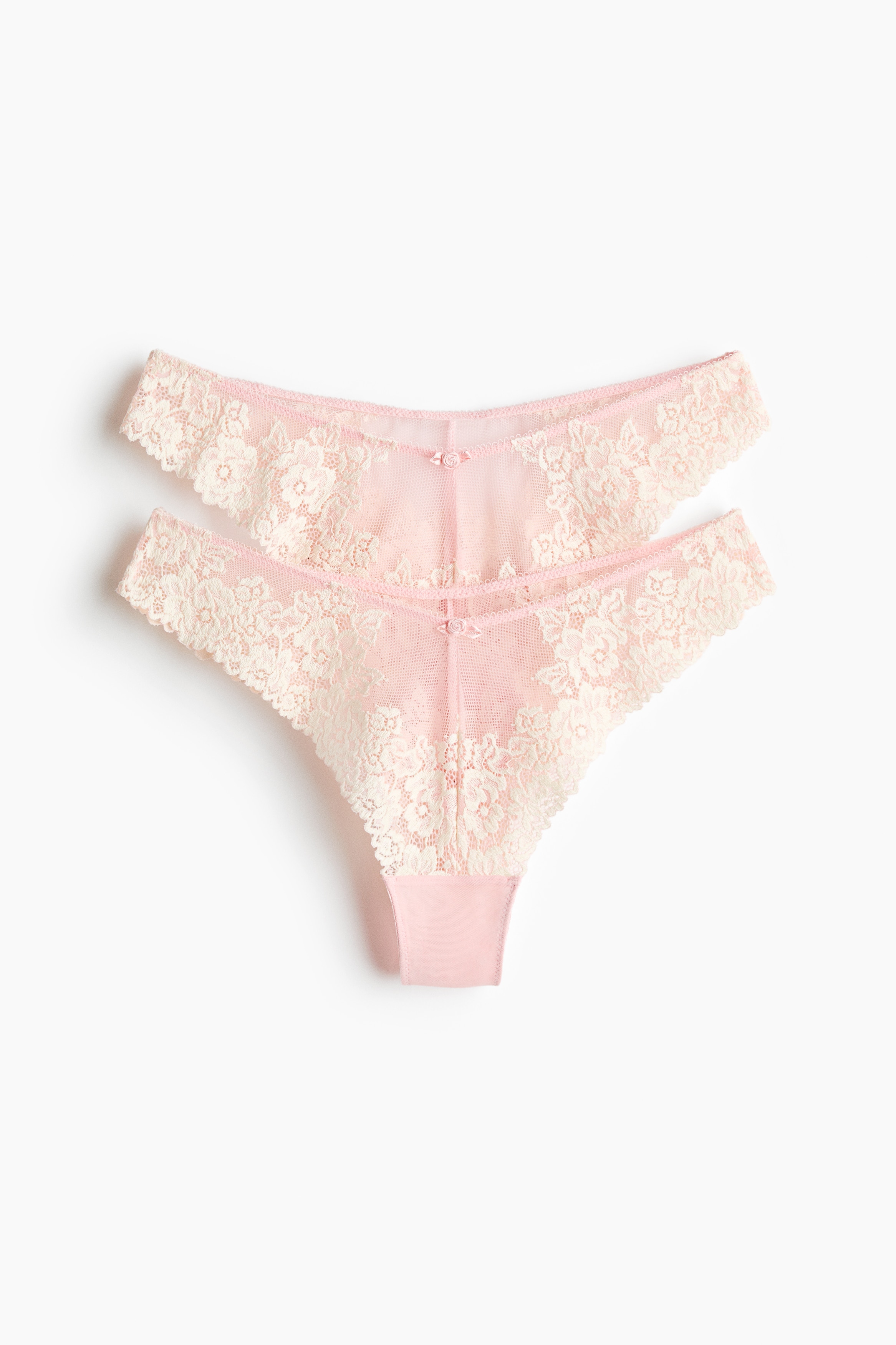 2-pack lace Brazilian briefs - Light pink/Cream/Black/Cream/Light brown/Cream/Light blue/Cream/Dark red/Cream