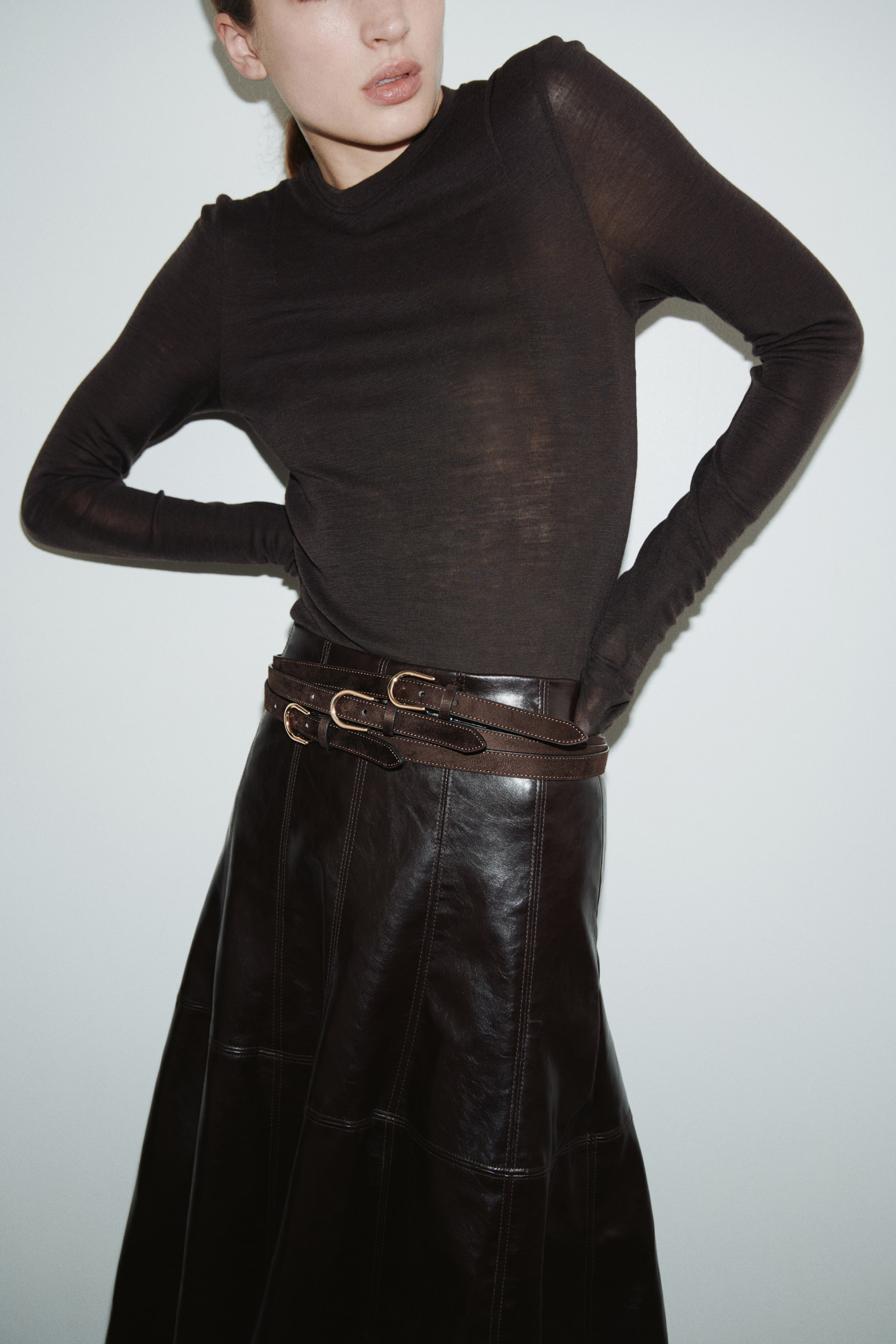 Ampliar la imagen: Cinturón triple - Café oscuro - Ladies | H&M MX 3