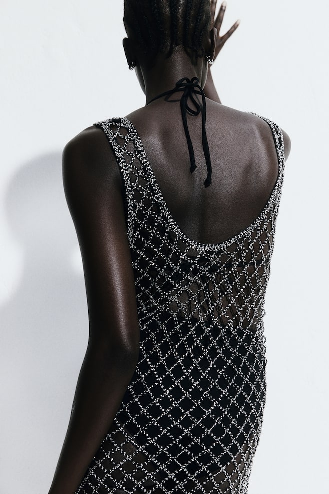 Beaded fishnet beach dress - Black/Silver-coloured - 3