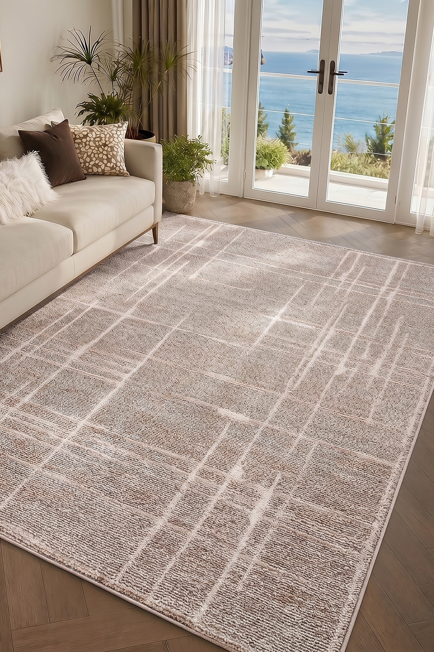 Alba Modern Graphic Rug - Taupe/Tan