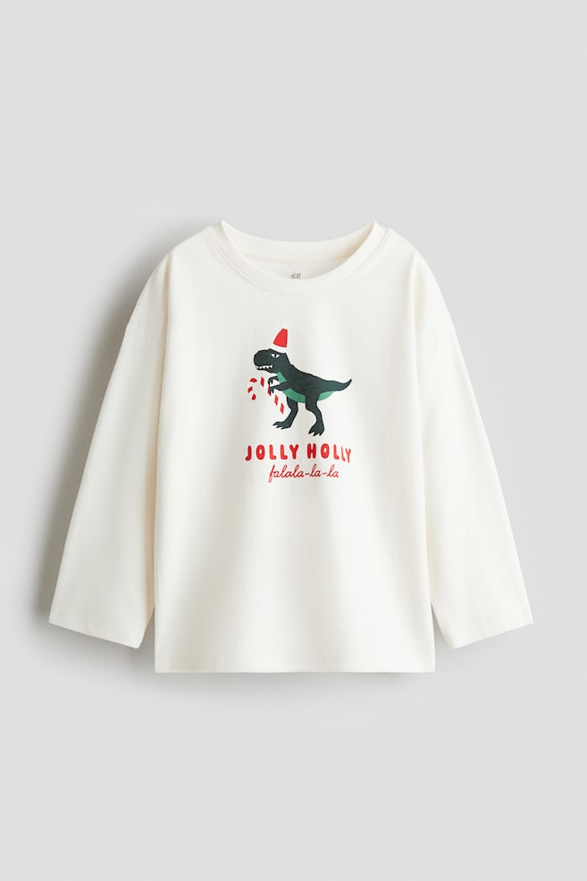 T-shirt i bomull med motiv - Vit/Jolly Holly/Svart/Skelett/Orange/Pumpalykta - 1