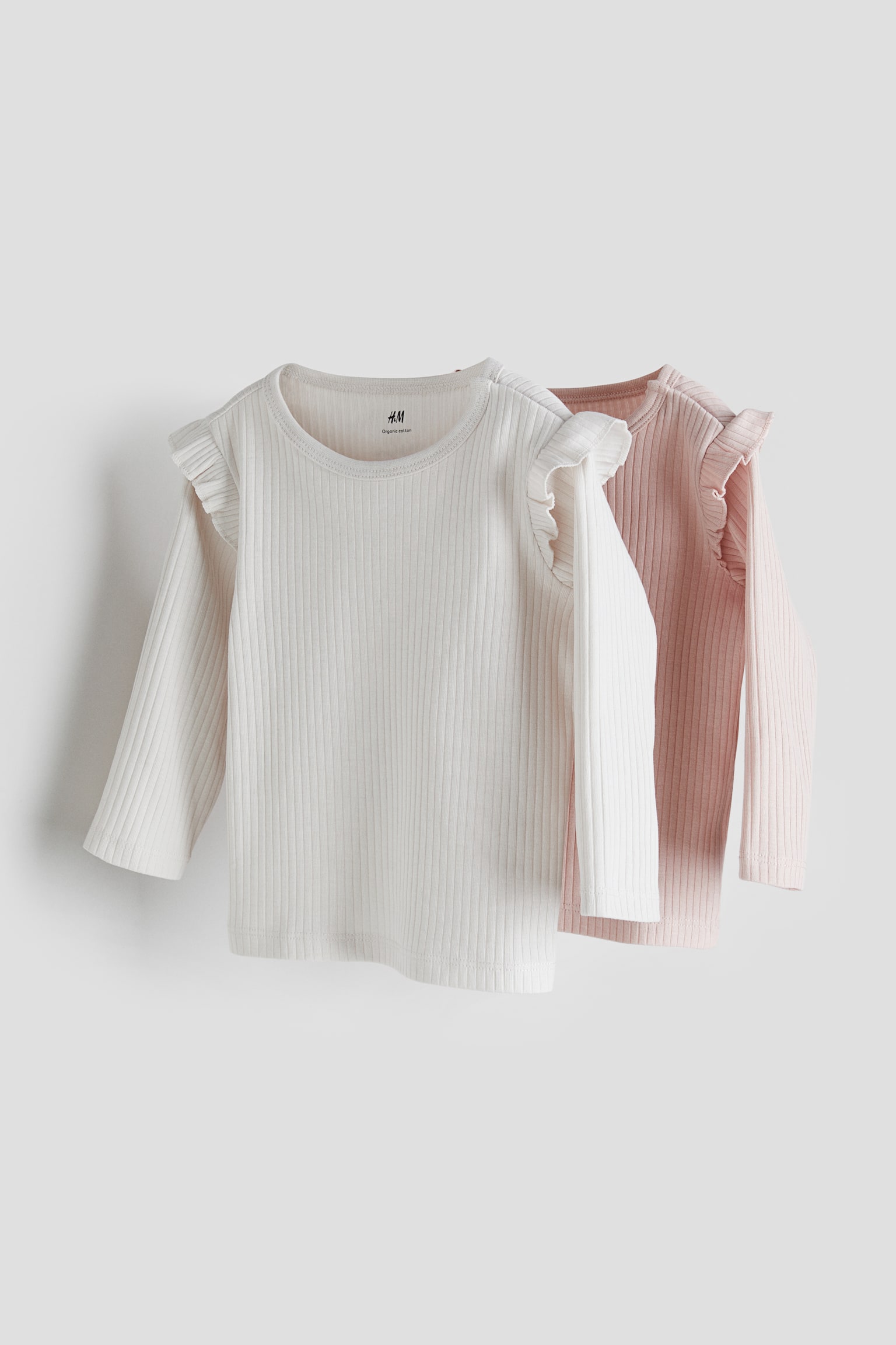 2-pack ribbed jersey tops - White/Light pink/Pink/Spotted/Navy blue/Light beige/Khaki green/Dark grey - 1